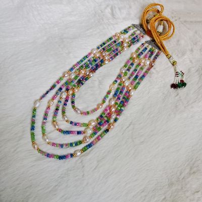 Elegant 5 Layer Pearl & Gemstone Necklace_img_0