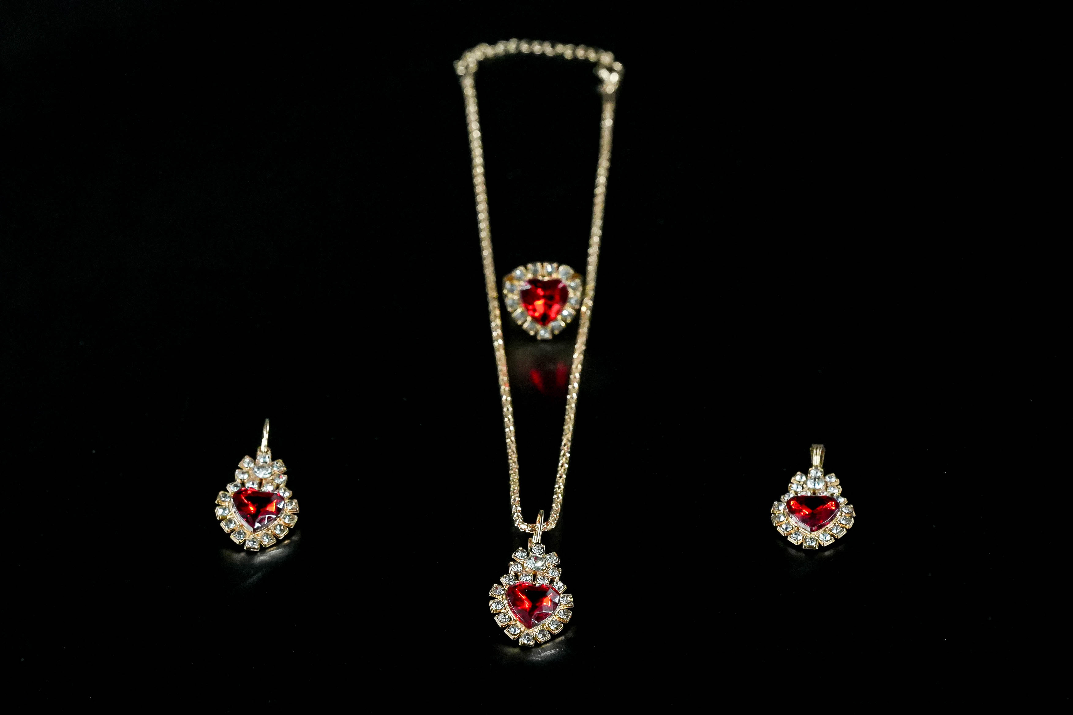 Jewelry Pendant Earrings Ring Diamond Three-piece Set suit_img_1