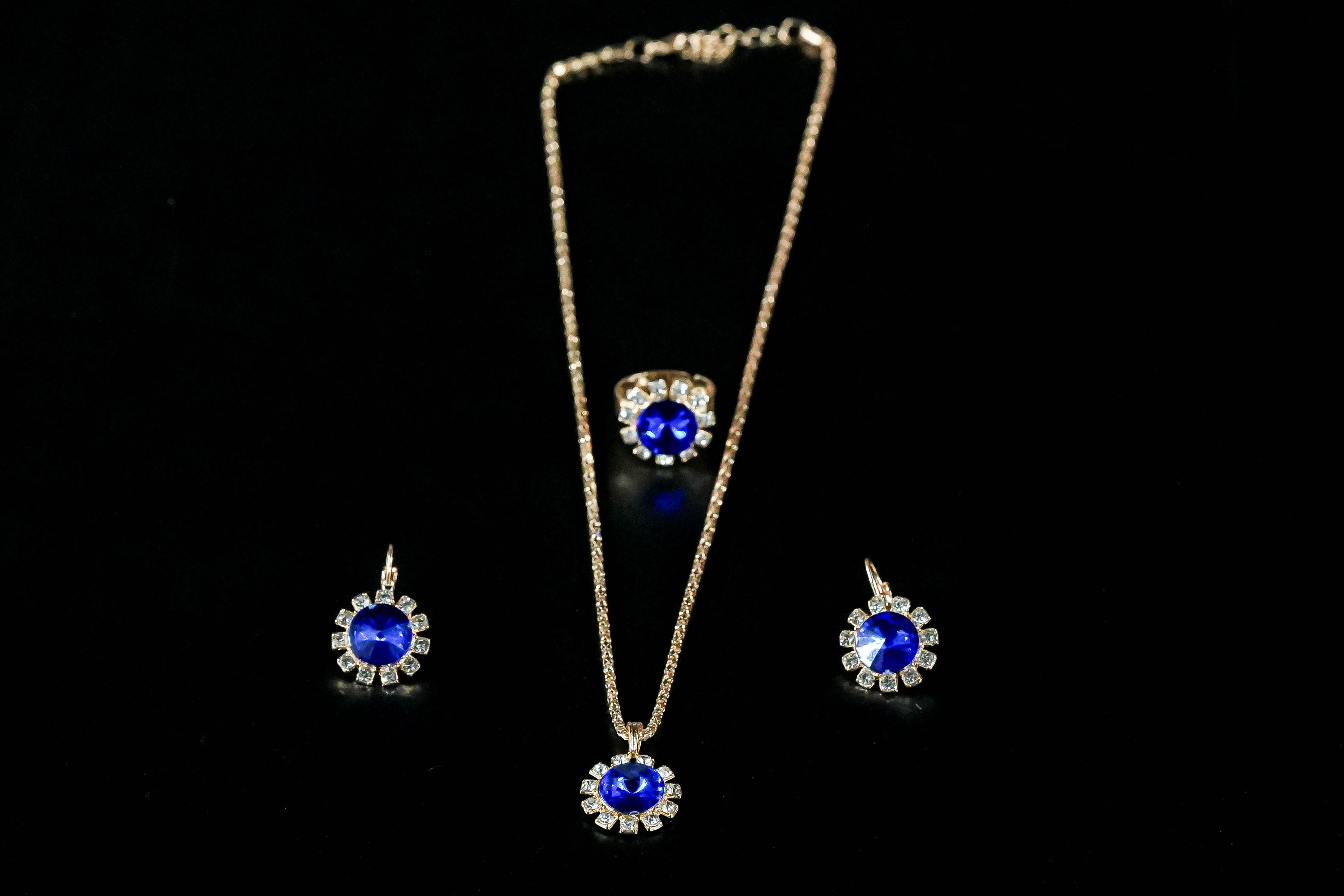 Jewelry Pendant Earrings Ring Diamond Three-piece Set suit_img_4