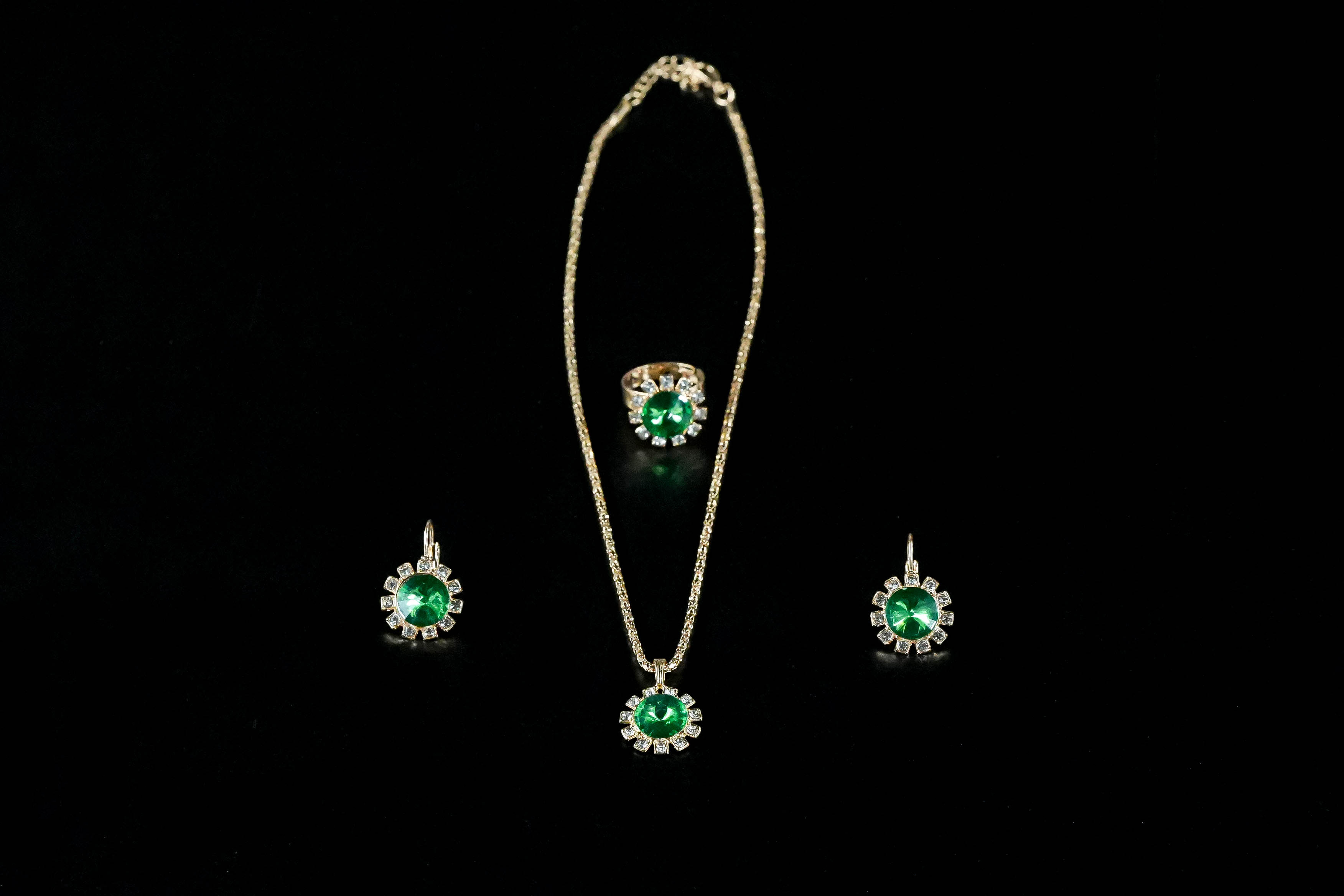 Jewelry Pendant Earrings Ring Diamond Three-piece Set suit_img_5