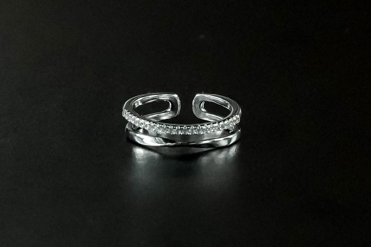 925 Sterling Silver Mobius Double-Layer Open Ring