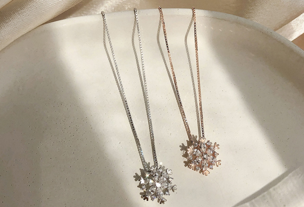 Snowflake Pendant Sparkling Diamond 925_img_0
