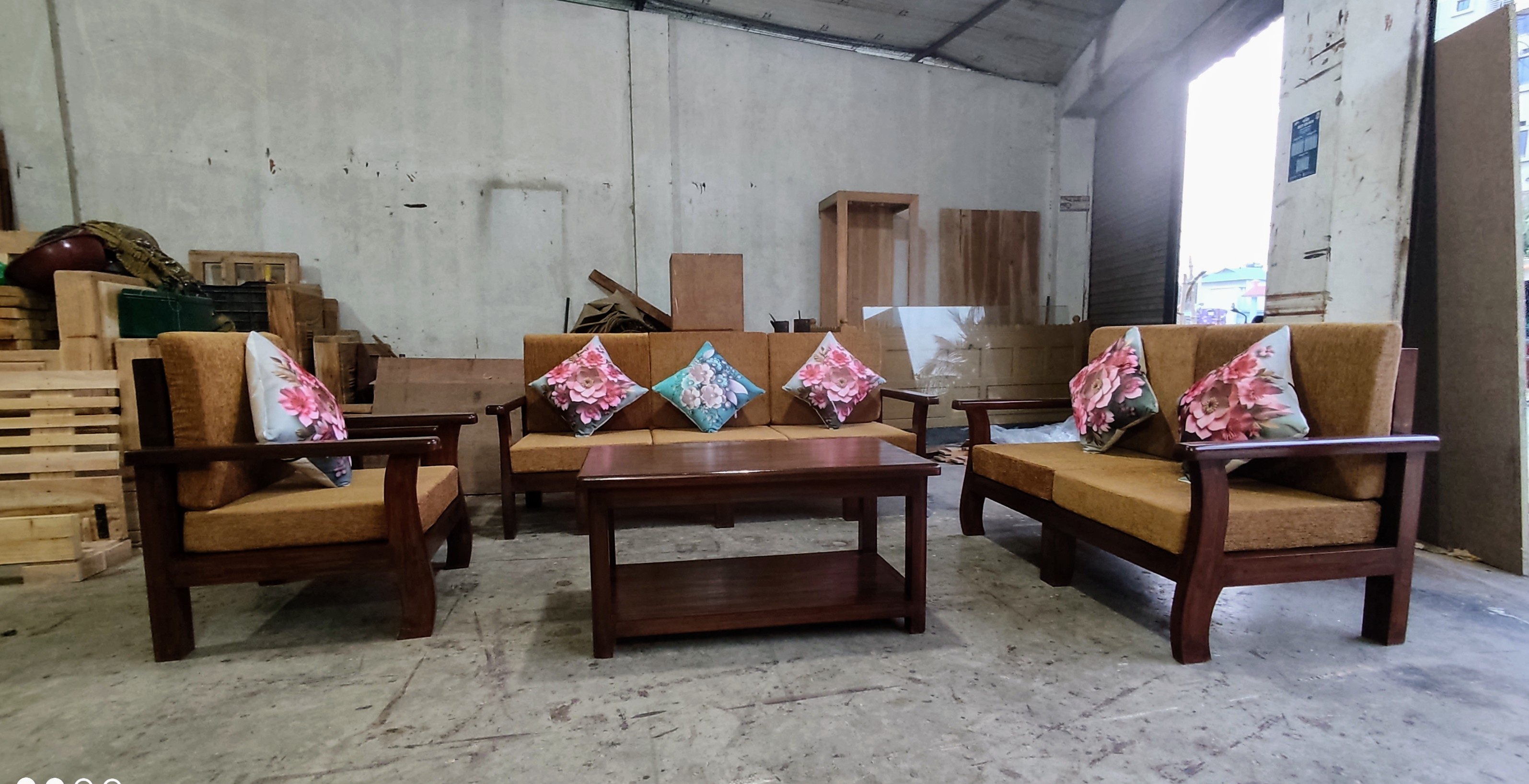 Modern Wooden Sofa Set with Center Table | Premium Solid Wood Furniture BD | WCF-Code-SF-504_img_3