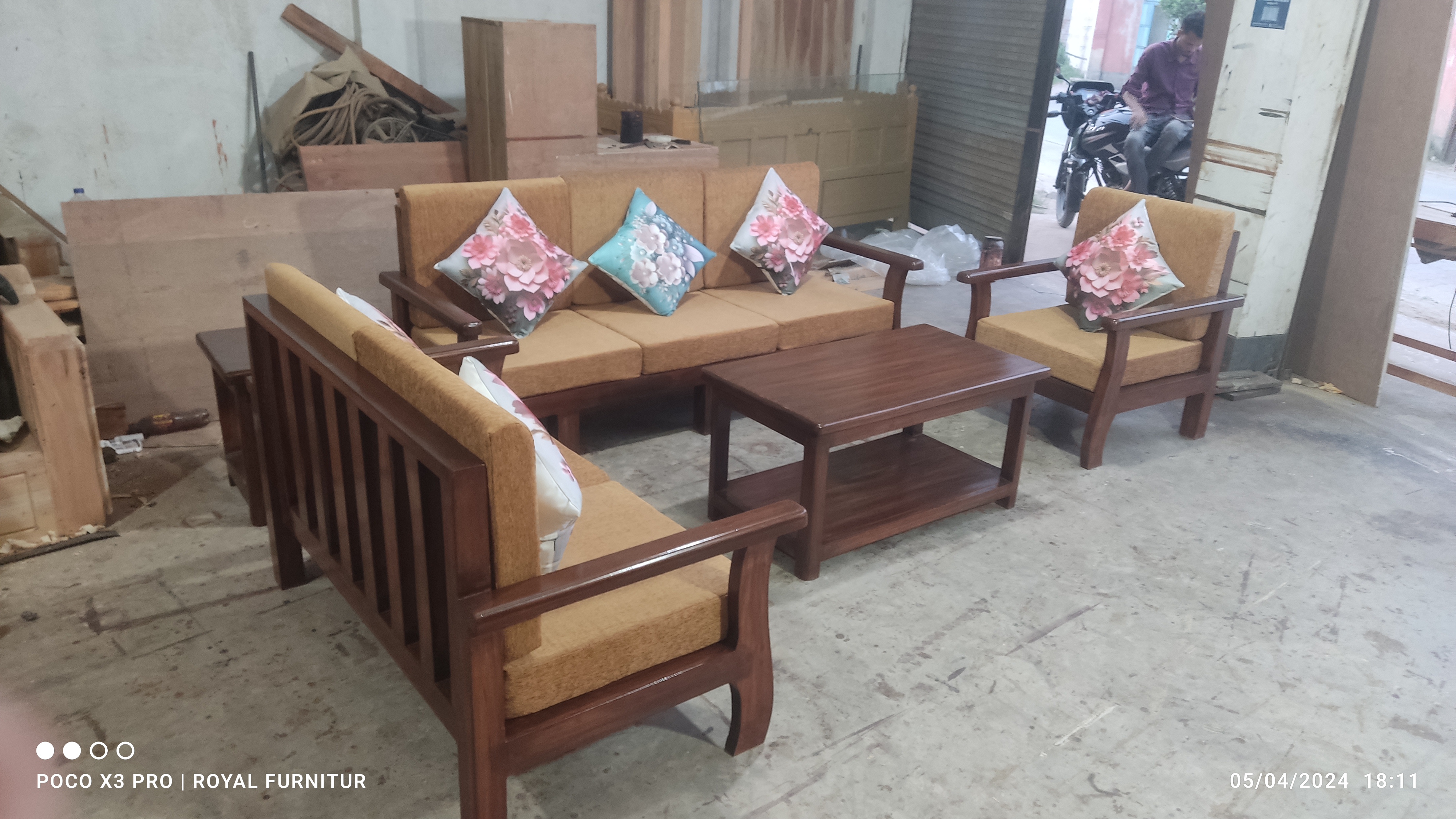 Modern Wooden Sofa Set with Center Table | Premium Solid Wood Furniture BD | WCF-Code-SF-504_img_1