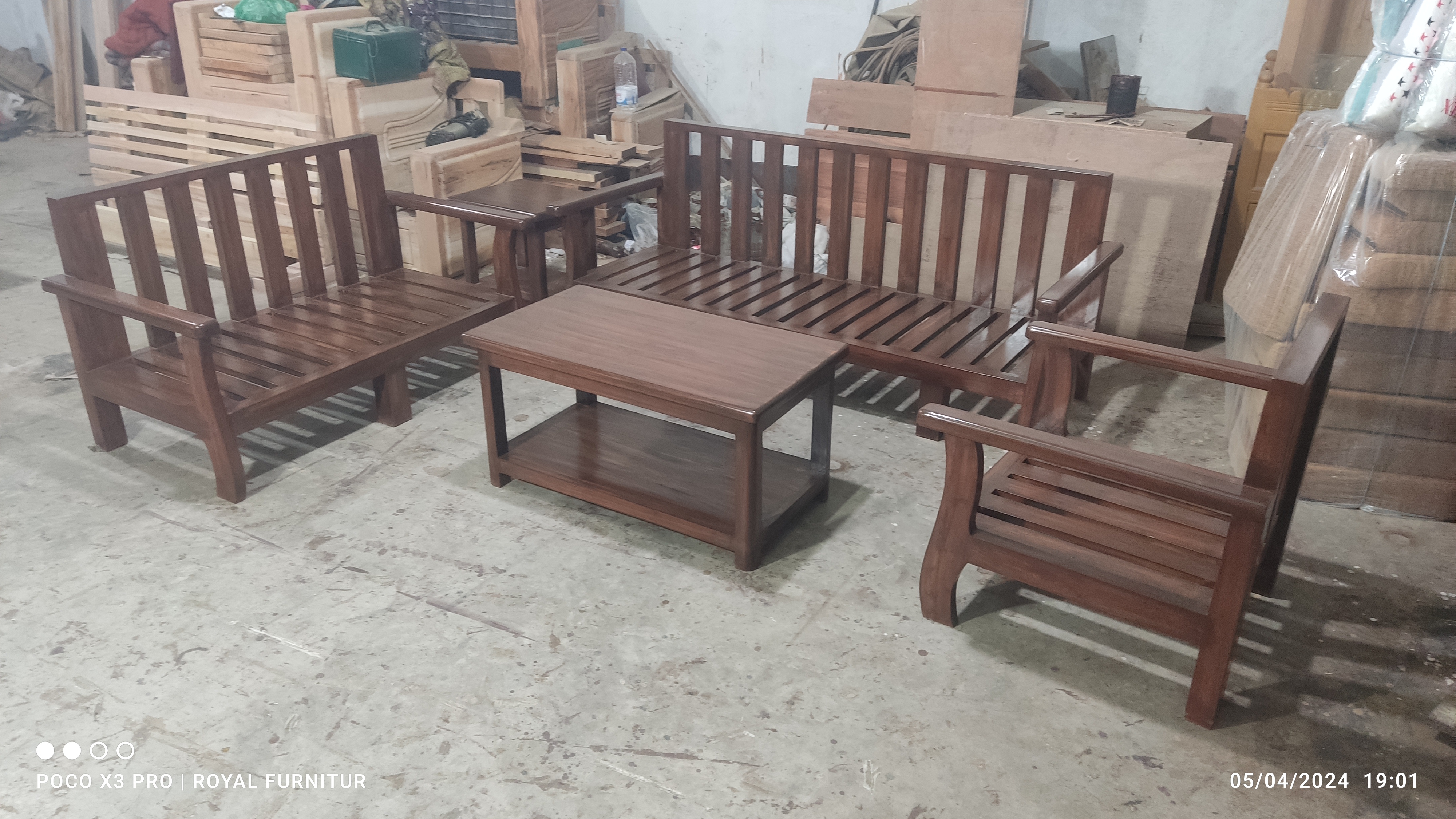 Modern Wooden Sofa Set with Center Table | Premium Solid Wood Furniture BD | WCF-Code-SF-504_img_5