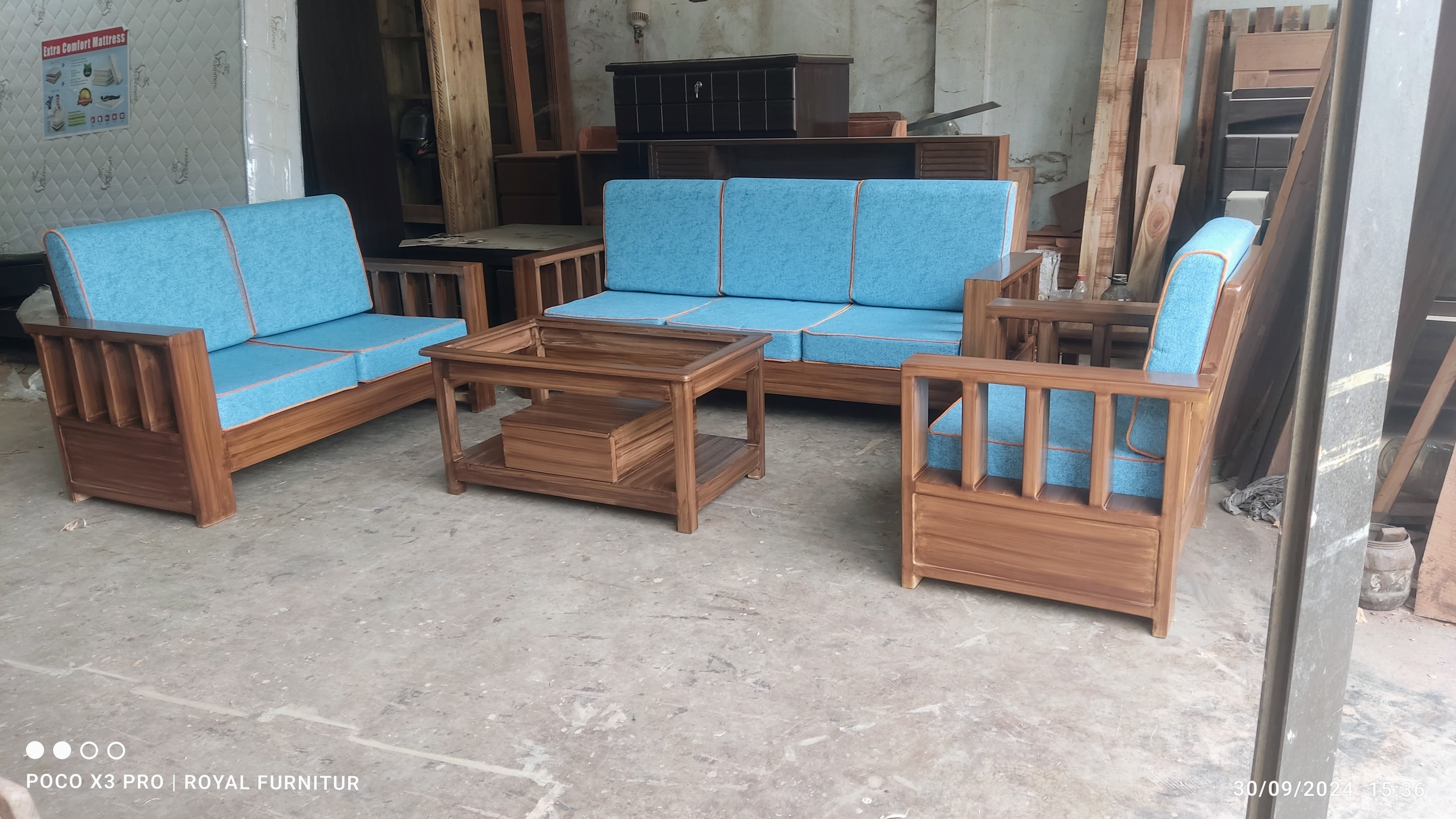 Modern Wooden Sofa Set with Center Table | Premium Solid Wood Furniture BD | WCF-Code-SF-501_img_0