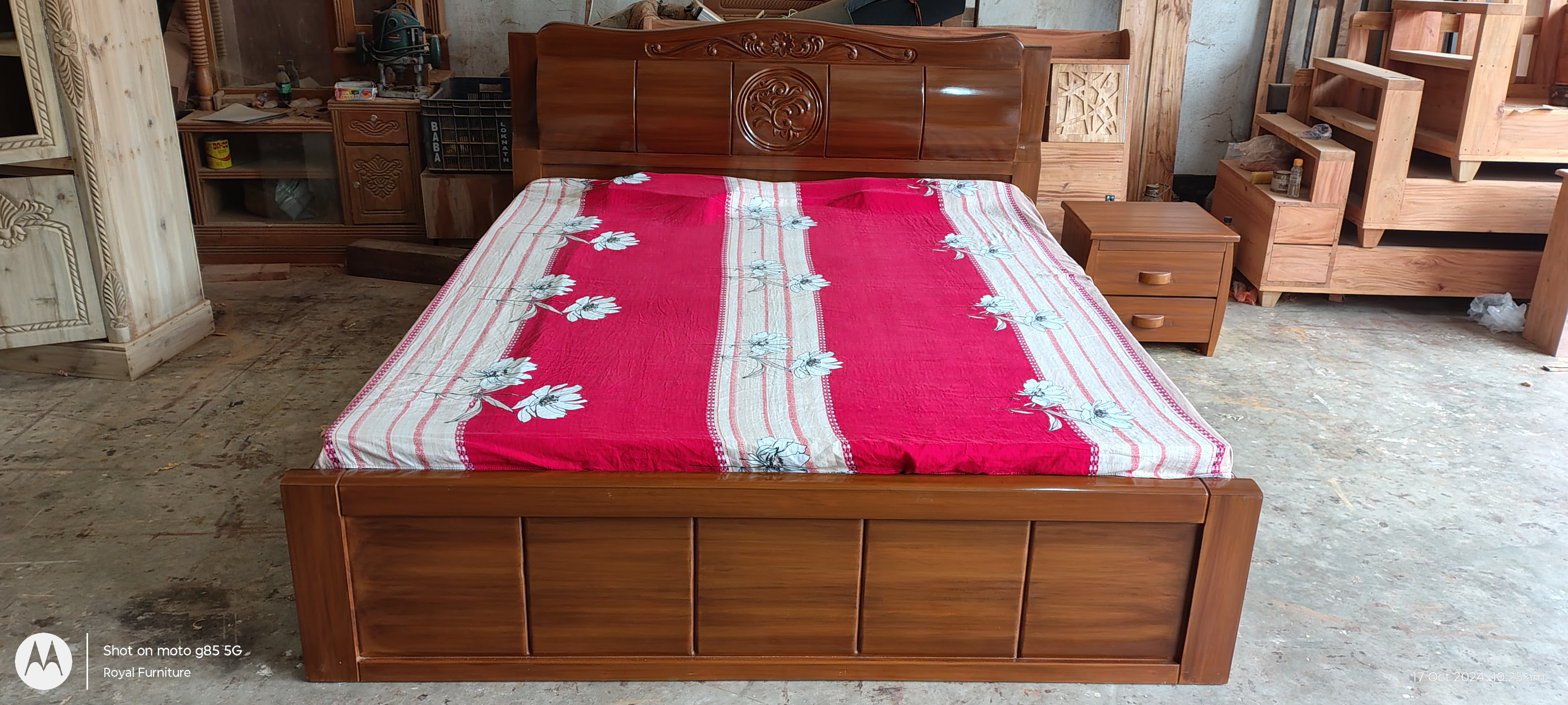 Luxury Wooden Full Box Bed with Carved Headboard | Solid Wood Bed BD | WCF-Code-BD-607_img_5