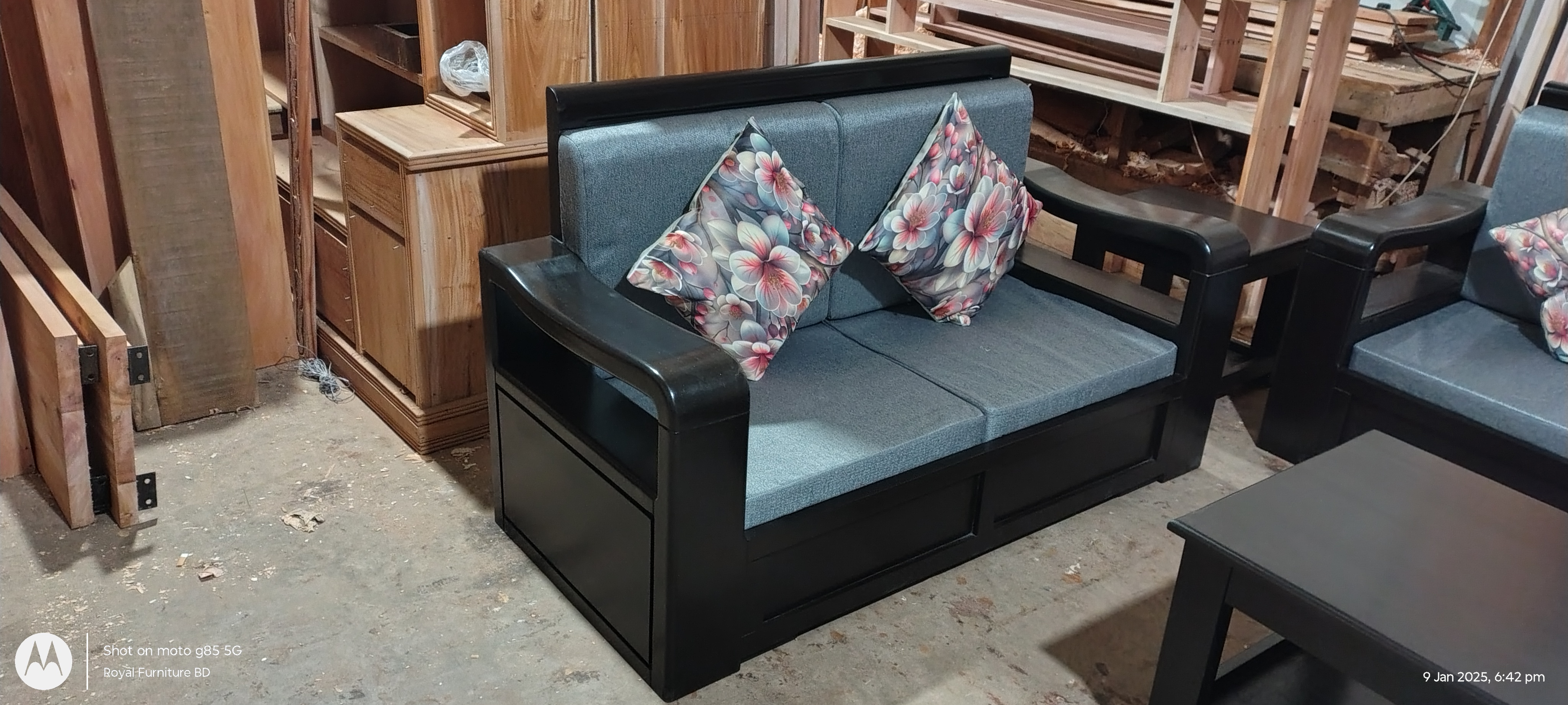 Modern Wooden Sofa Set with Center Table | Premium Solid Wood Furniture BD | WCF-Code-SF-530_img_4