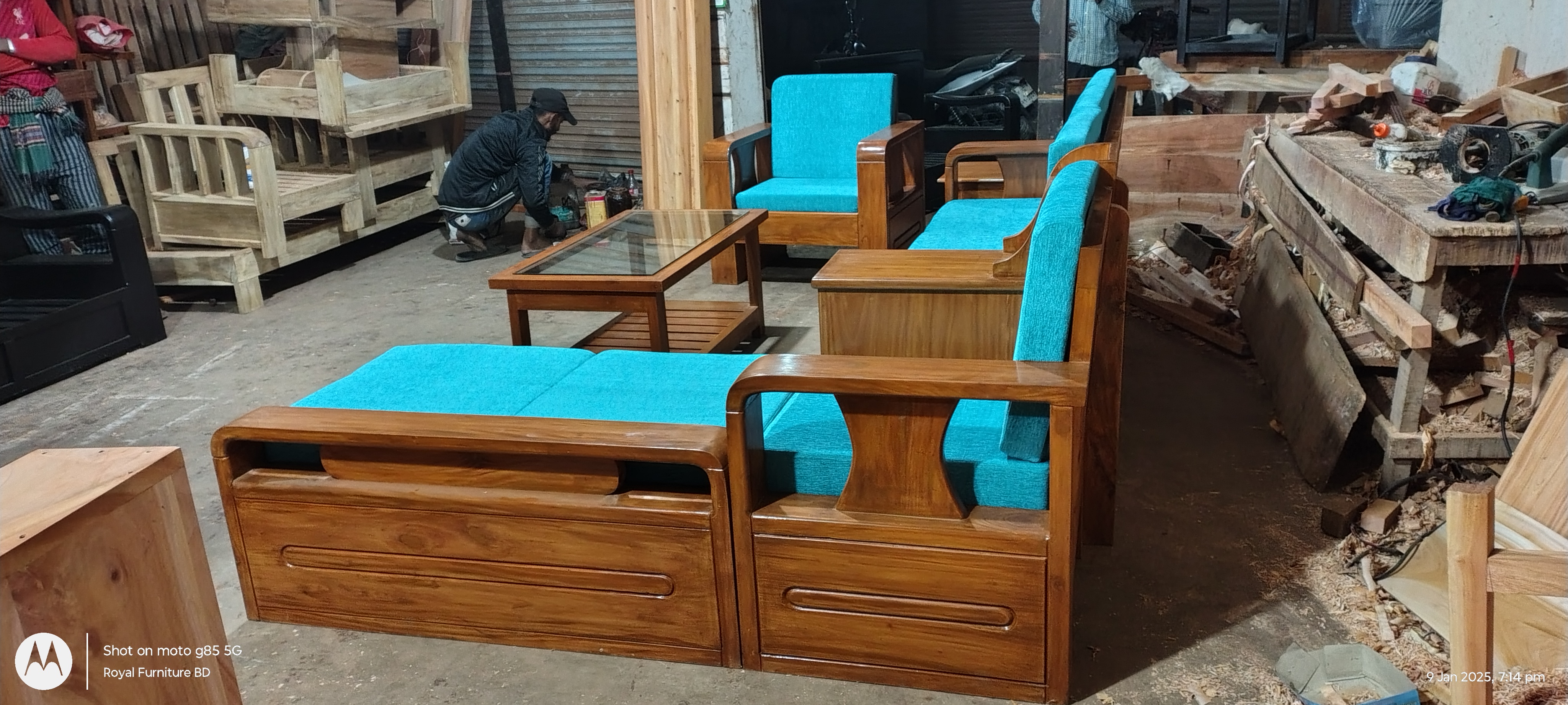 Modern Wooden Sofa Set with Center Table & Side Table | Premium Solid Wood Furniture BD | WCF-Code-SF-600-1_img_1