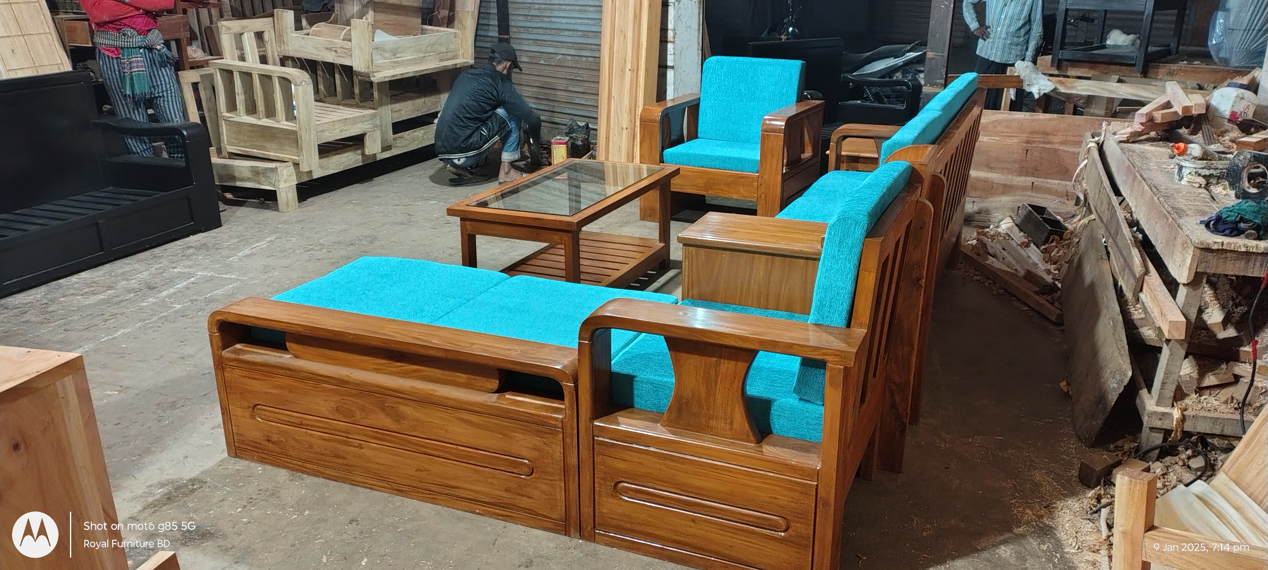 Modern Wooden Sofa Set with Center Table & Side Table | Premium Solid Wood Furniture BD | WCF-Code-SF-600-1_img_3