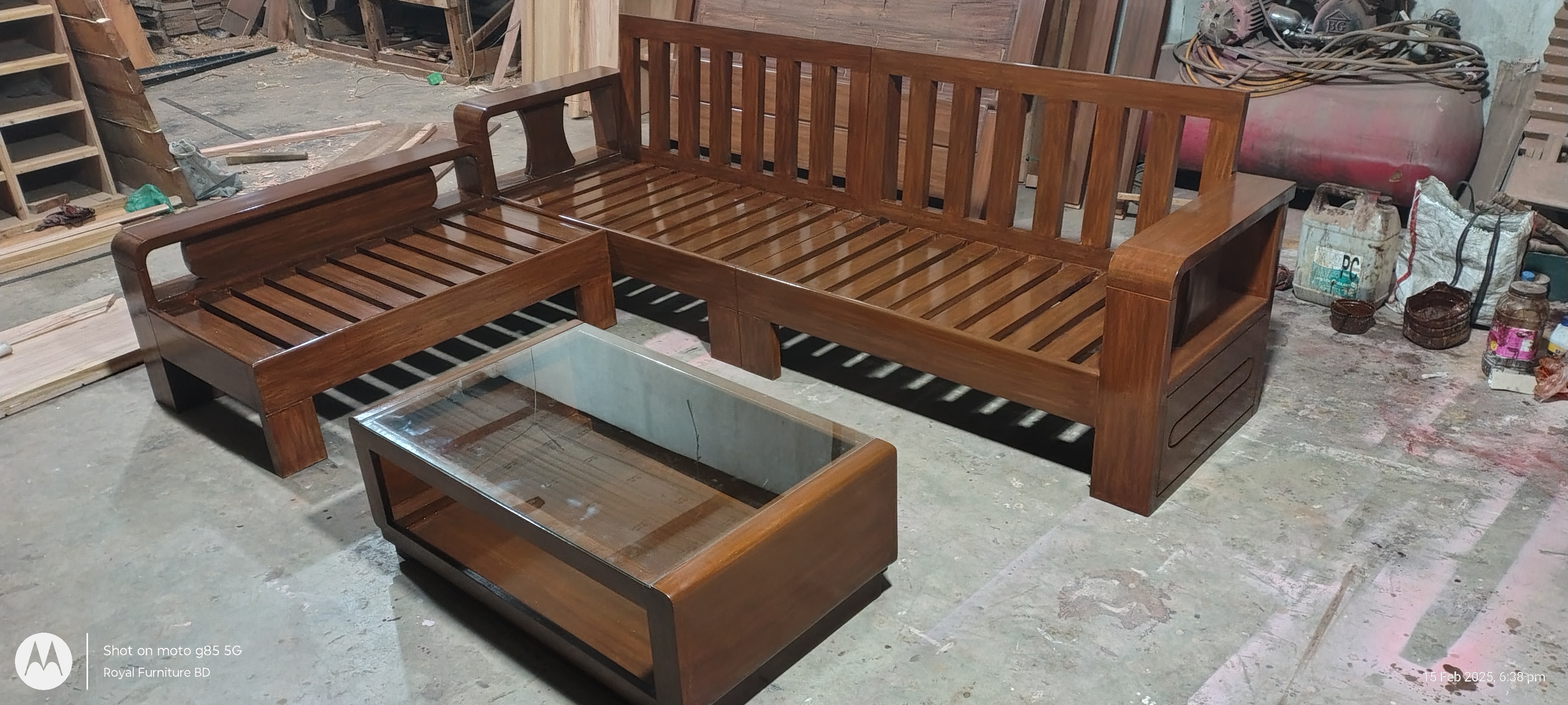 Modern Wooden Sofa Set with Center Table | Premium Solid Wood Furniture BD | WCF-Code-SF-600_img_3