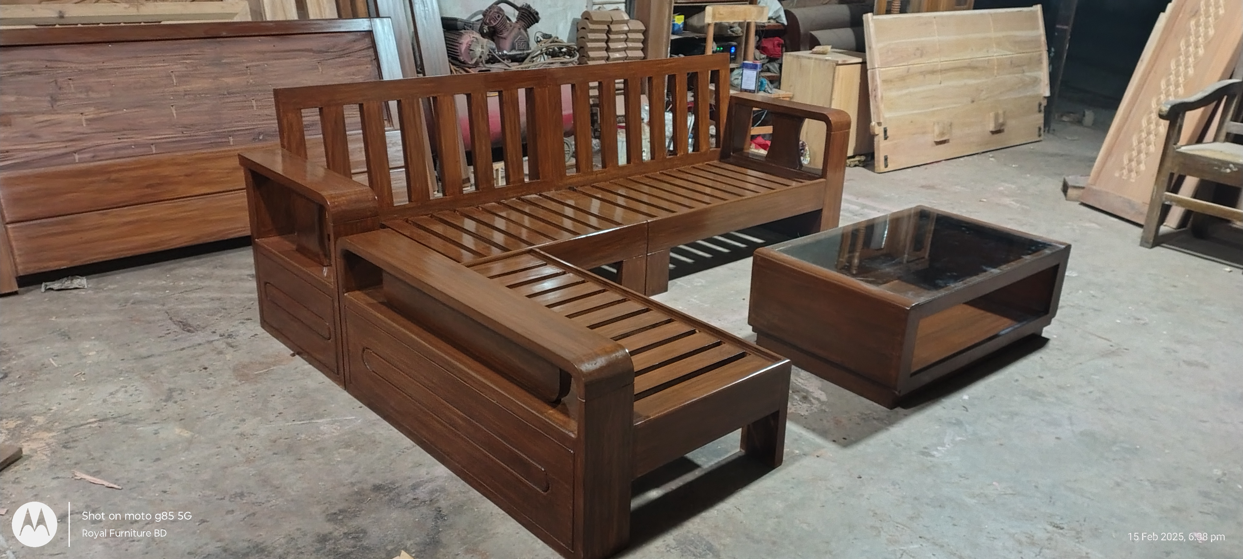 Modern Wooden Sofa Set with Center Table | Premium Solid Wood Furniture BD | WCF-Code-SF-600_img_0