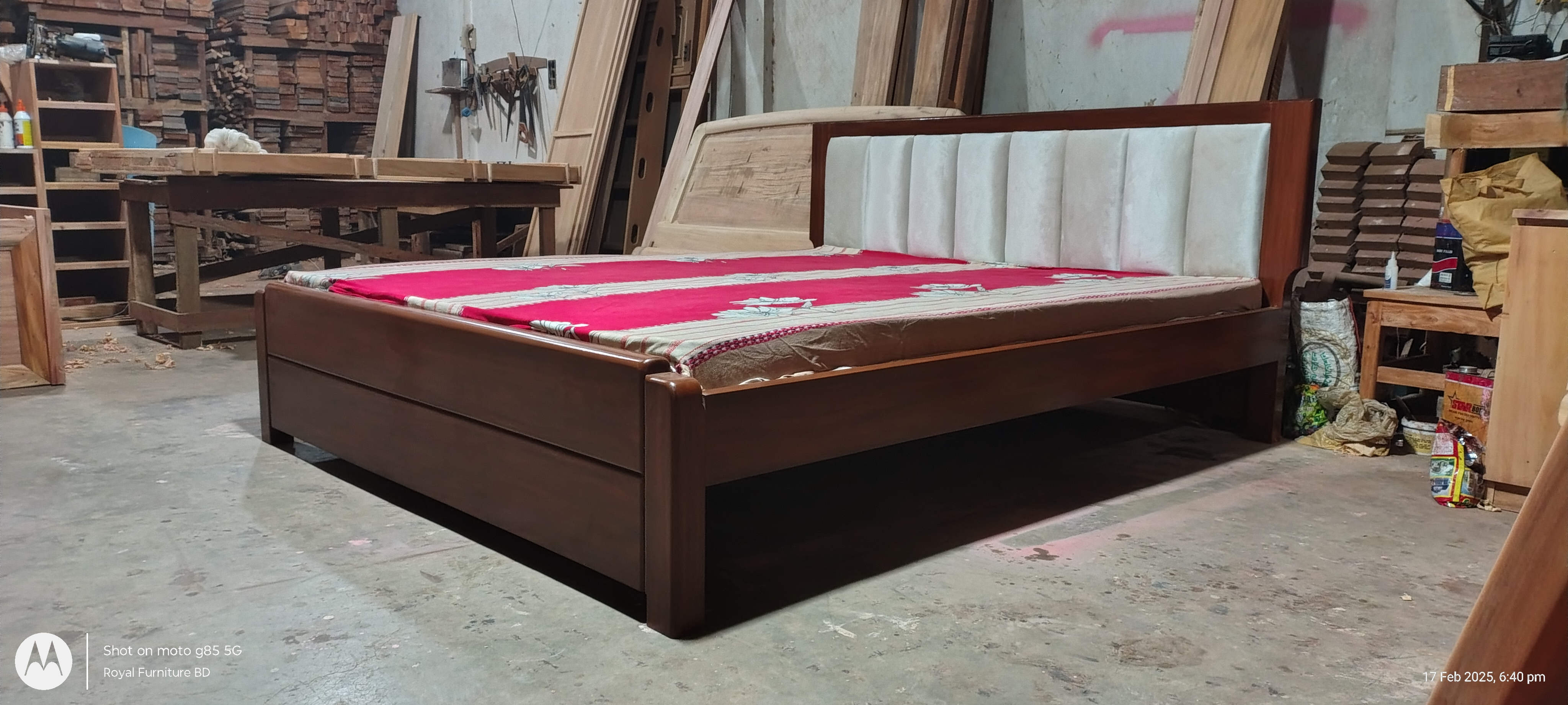 Upholstered Headboard Full Box Wooden Bed | Modern Wooden Bed Design Bangladesh | WCF-Code-BD-375_img_3