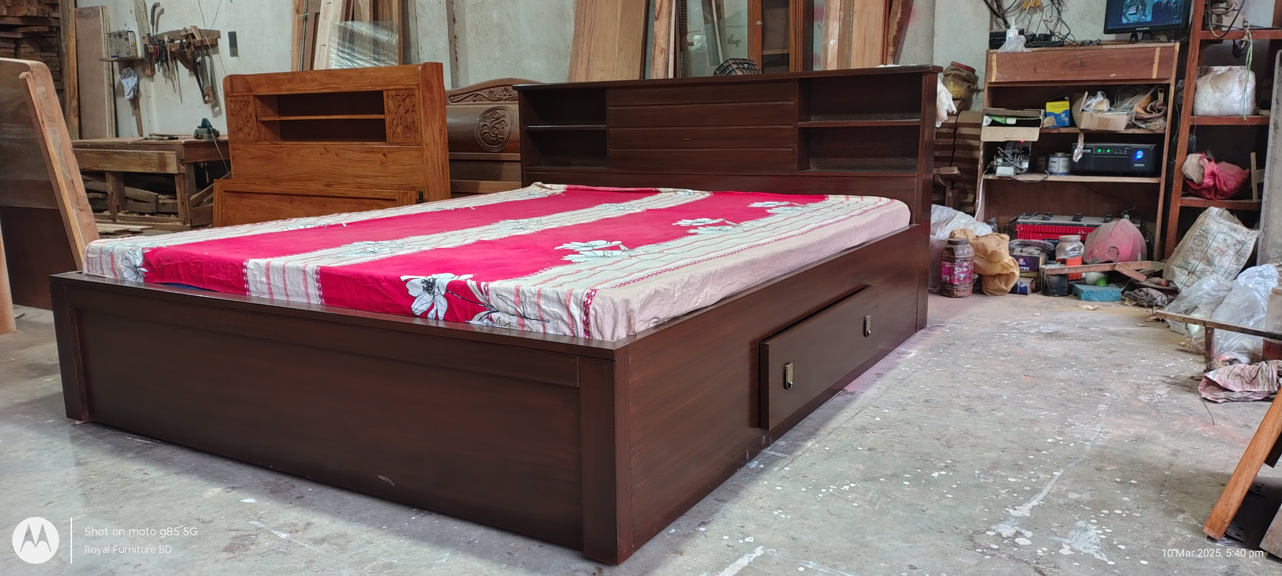 Full Box Wooden Bed with Storage Drawer | Solid Wood Bed for Bedroom | WCF-Code-BD-705-1_img_0