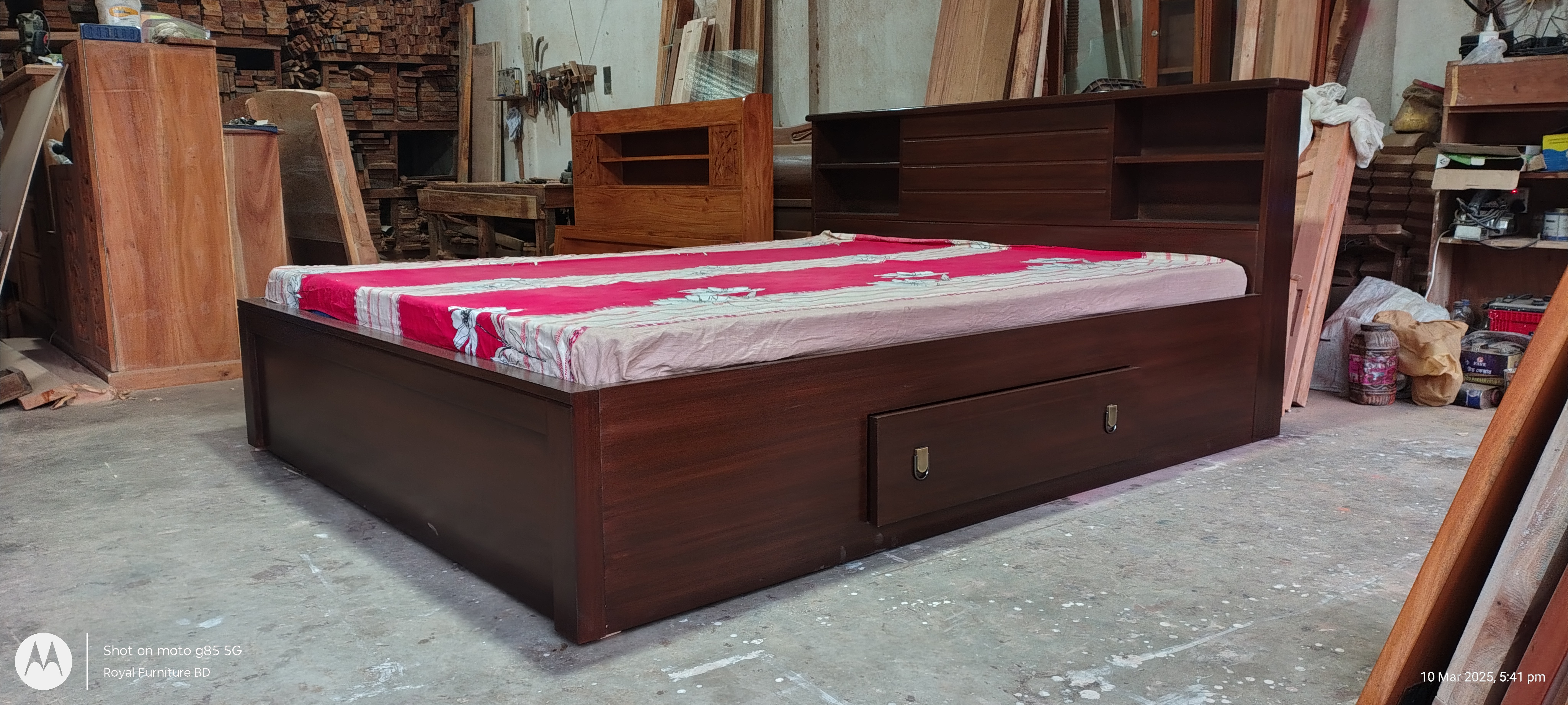 Full Box Wooden Bed with Storage Drawer | Solid Wood Bed for Bedroom | WCF-Code-BD-705-1_img_1