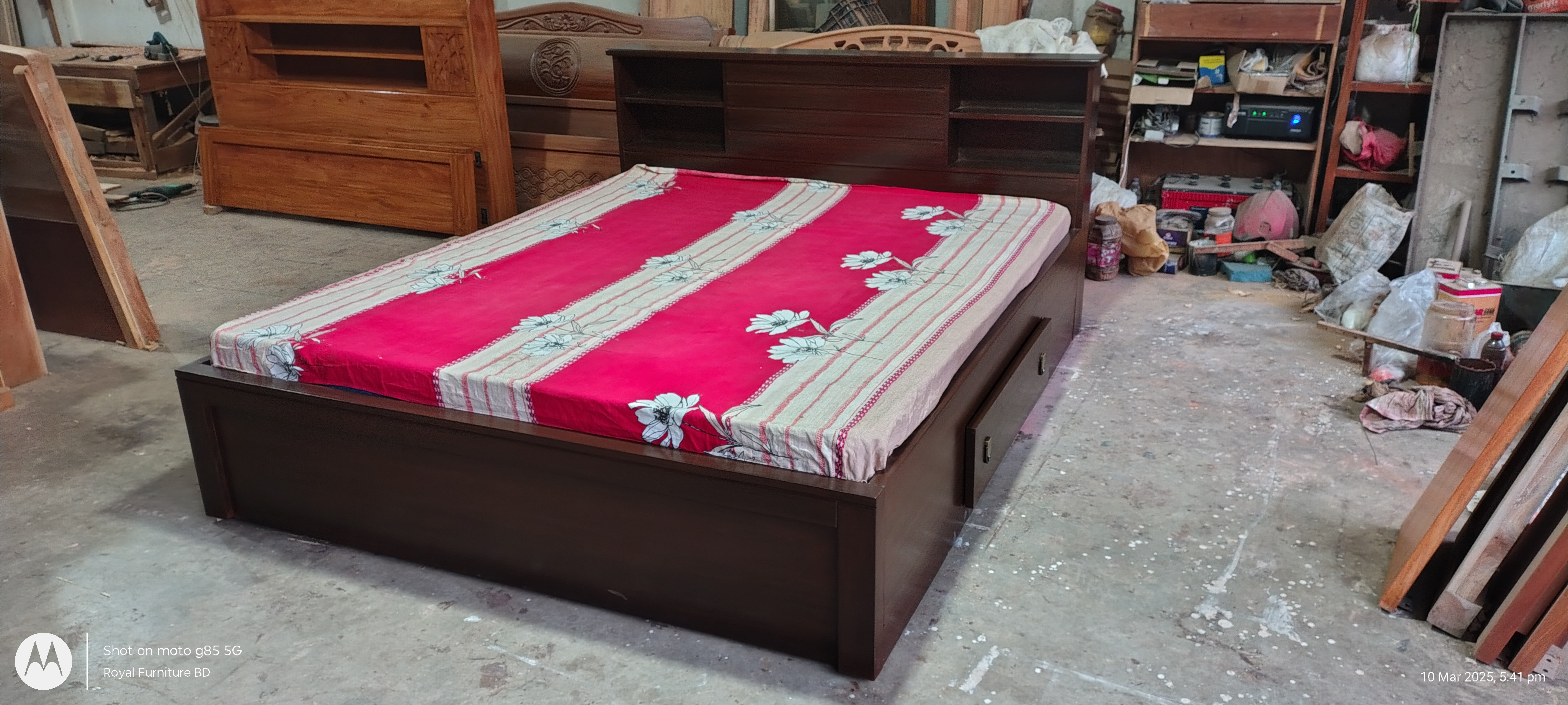 Full Box Wooden Bed with Storage Drawer | Solid Wood Bed for Bedroom | WCF-Code-BD-705-1_img_2