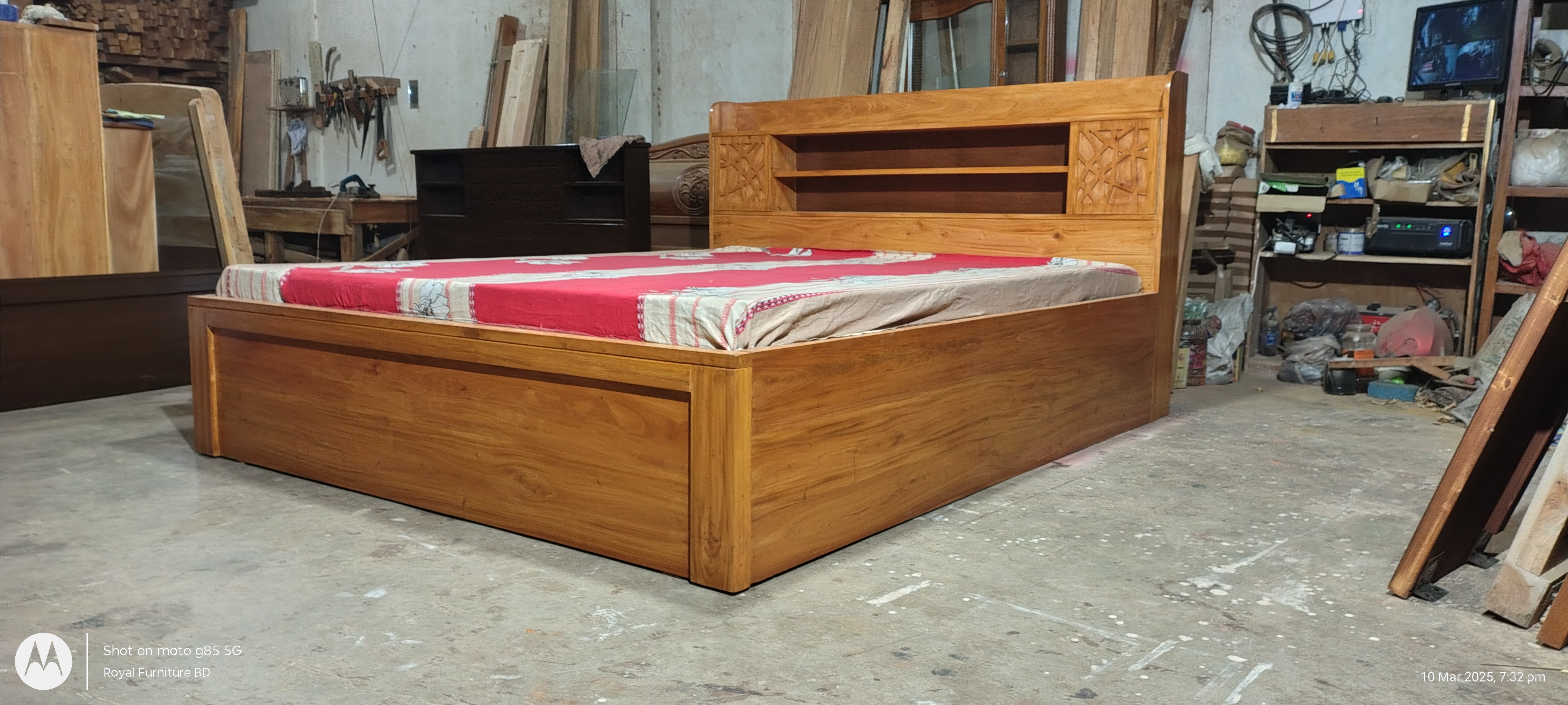 Solid Wooden Full Box Bed | কাঠের ফুল বক্স খাট | WCF-Code-BD-415_img_1