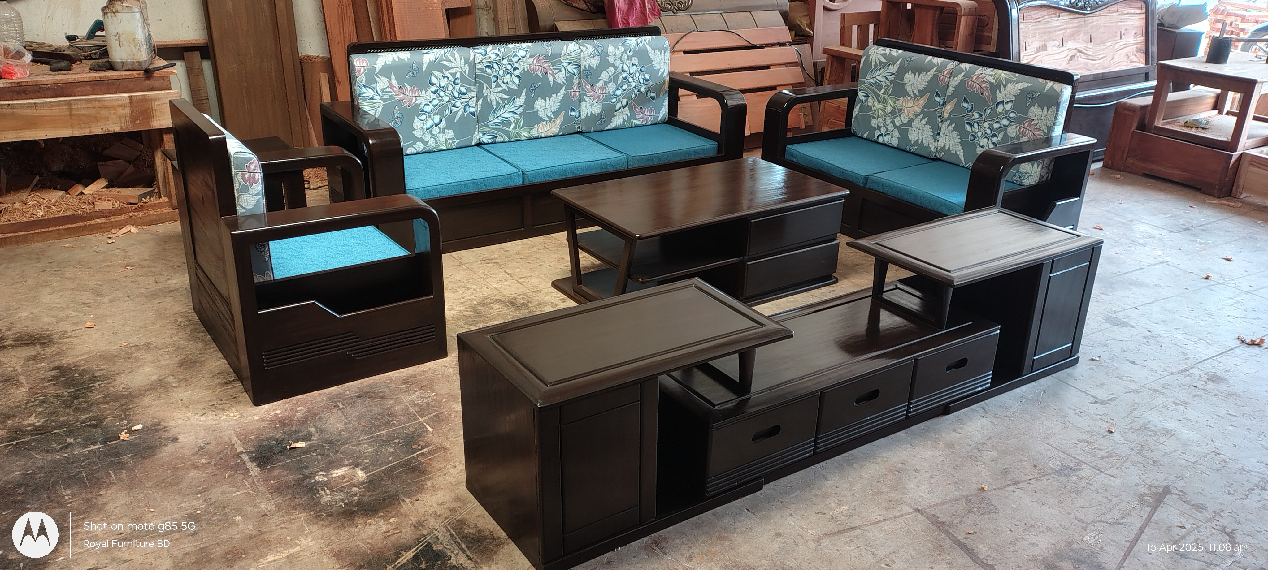 Modern Wooden Sofa Set with Center Table & Side Table | Premium Solid Wood Furniture BD | WCF-CODE-SF-512_img_3