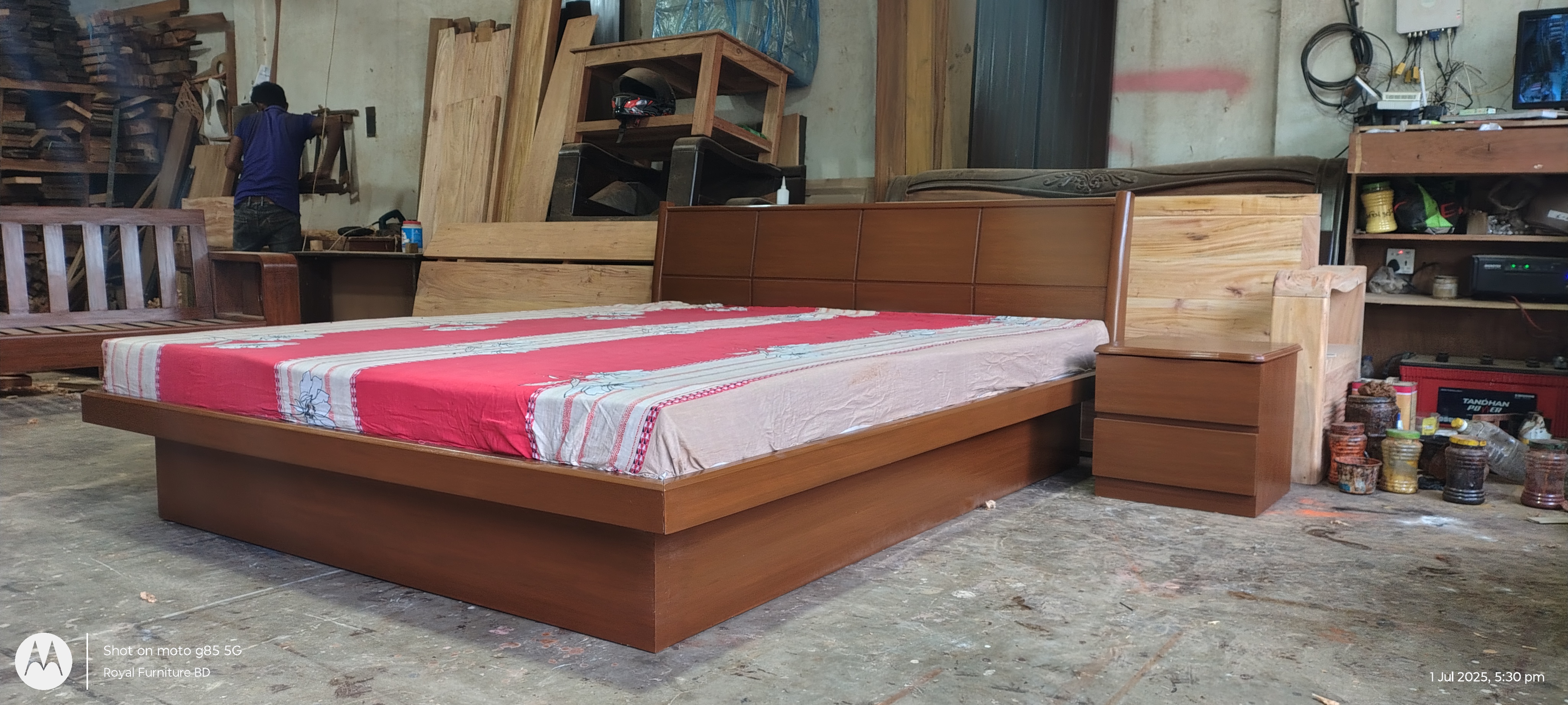 Modern Solid Wooden Box Bed with Side Table | WCF-Code-BD-745_img_0
