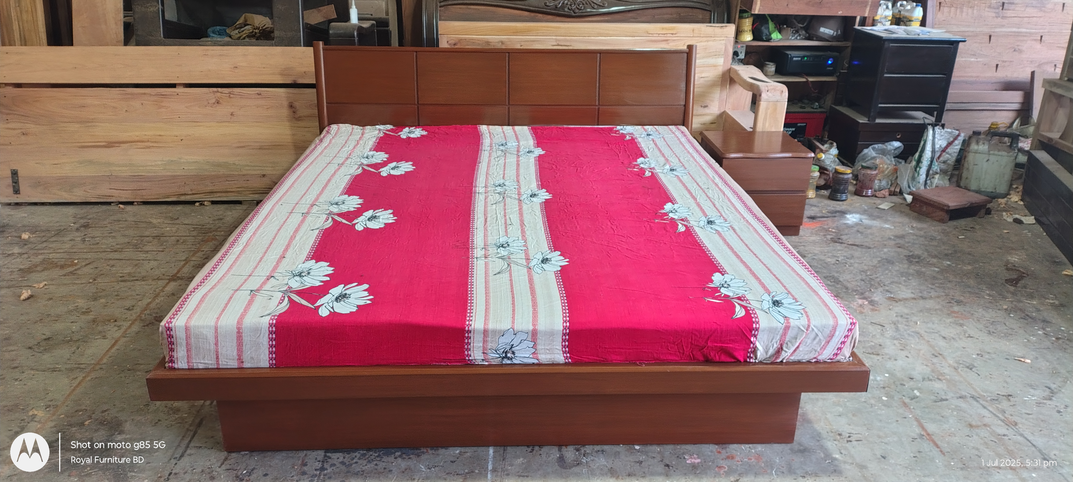 Modern Solid Wooden Box Bed with Side Table | WCF-Code-BD-745_img_1