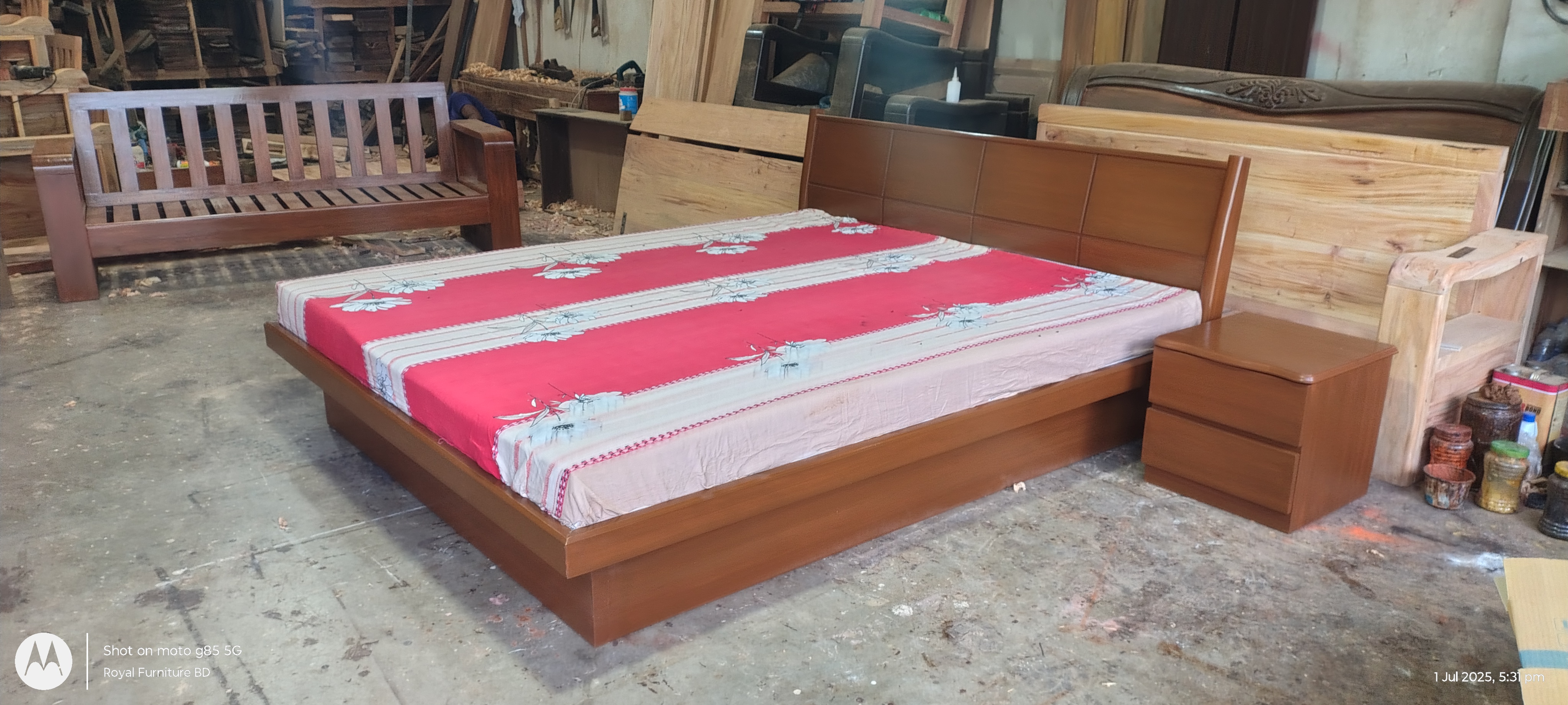 Modern Solid Wooden Box Bed with Side Table | WCF-Code-BD-745_img_2