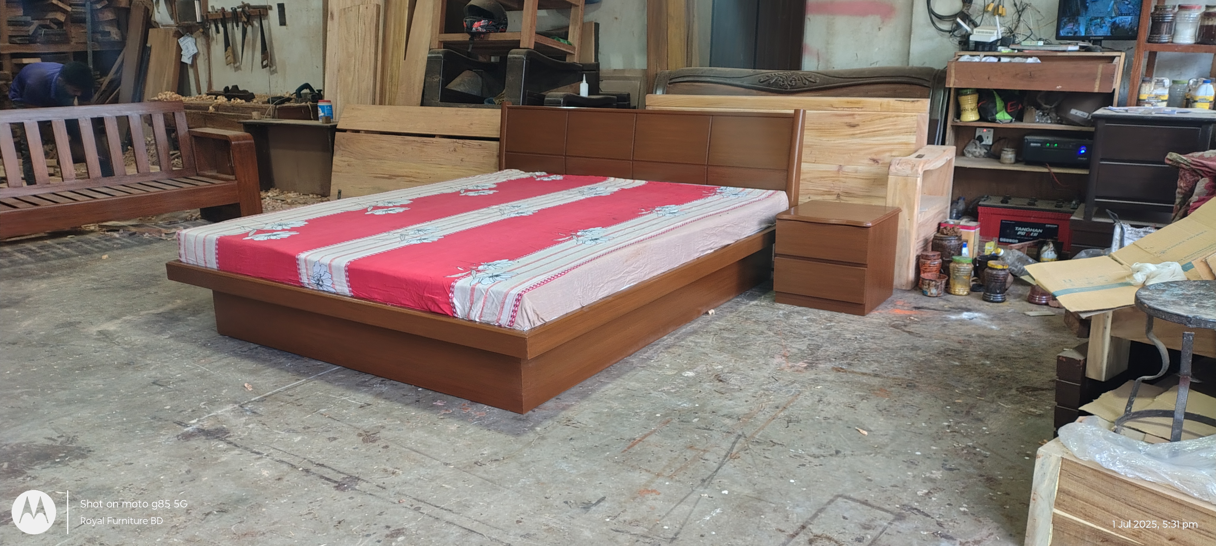 Modern Solid Wooden Box Bed with Side Table | WCF-Code-BD-745_img_3