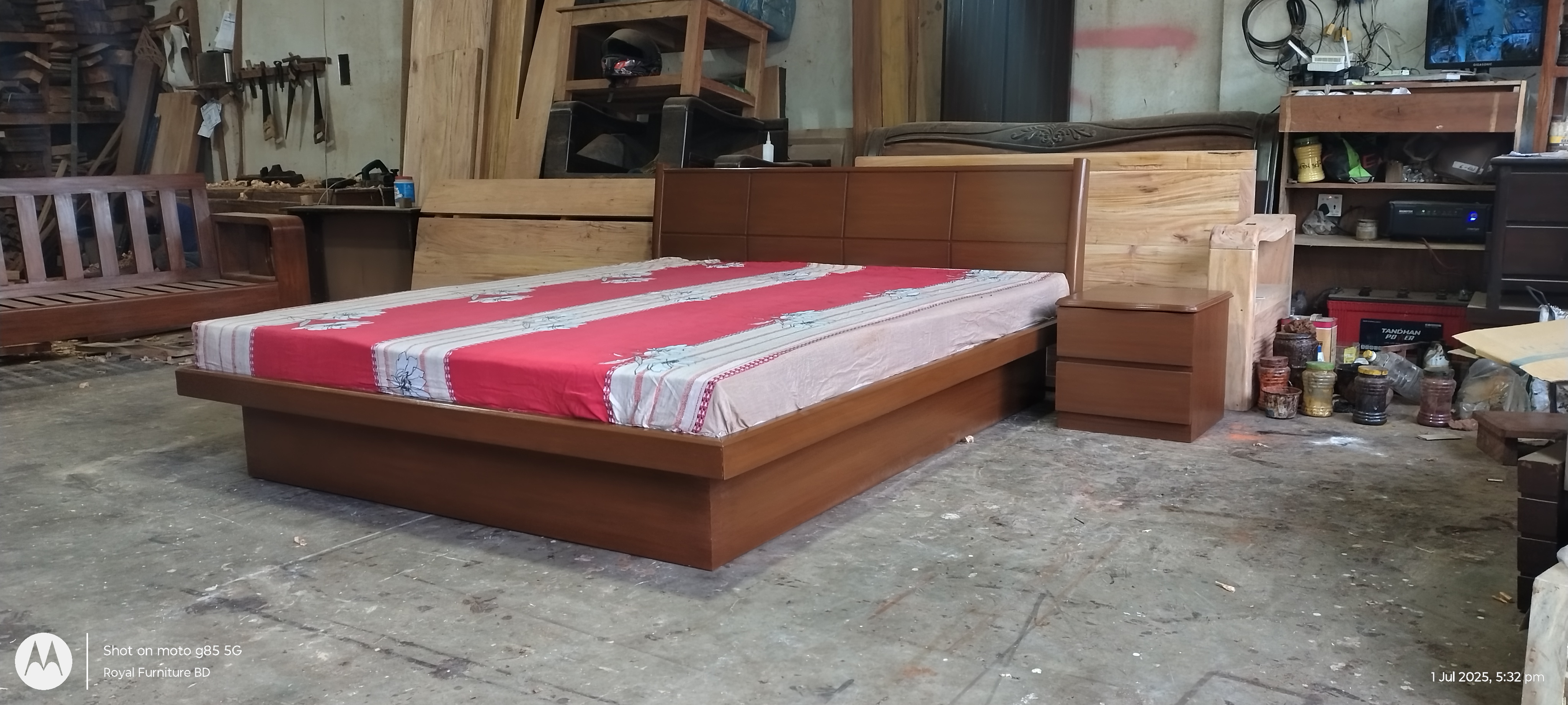 Modern Solid Wooden Box Bed with Side Table | WCF-Code-BD-745_img_4