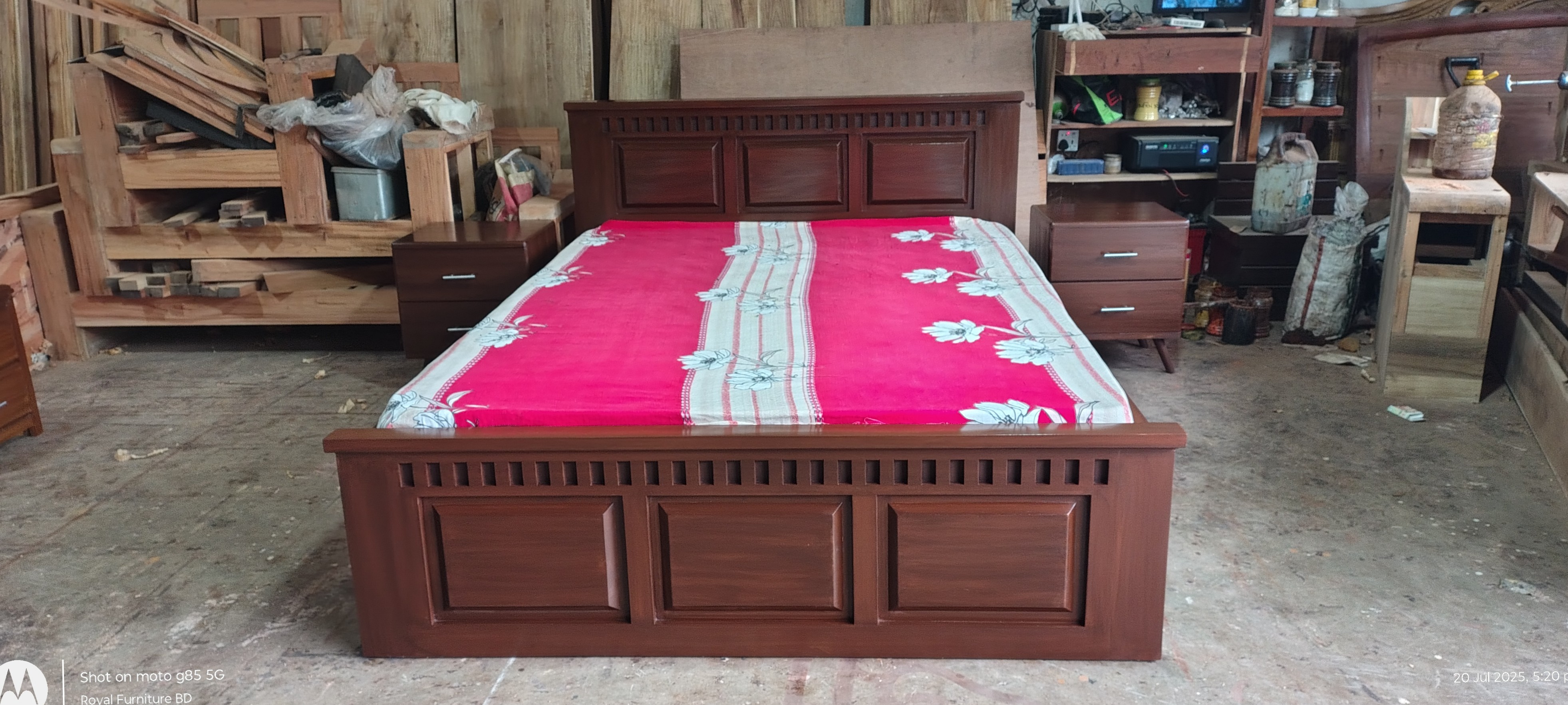 Solid Mahogany Full Box Bed with Storage Drawer | WCF-CODE-BD-348_img_3