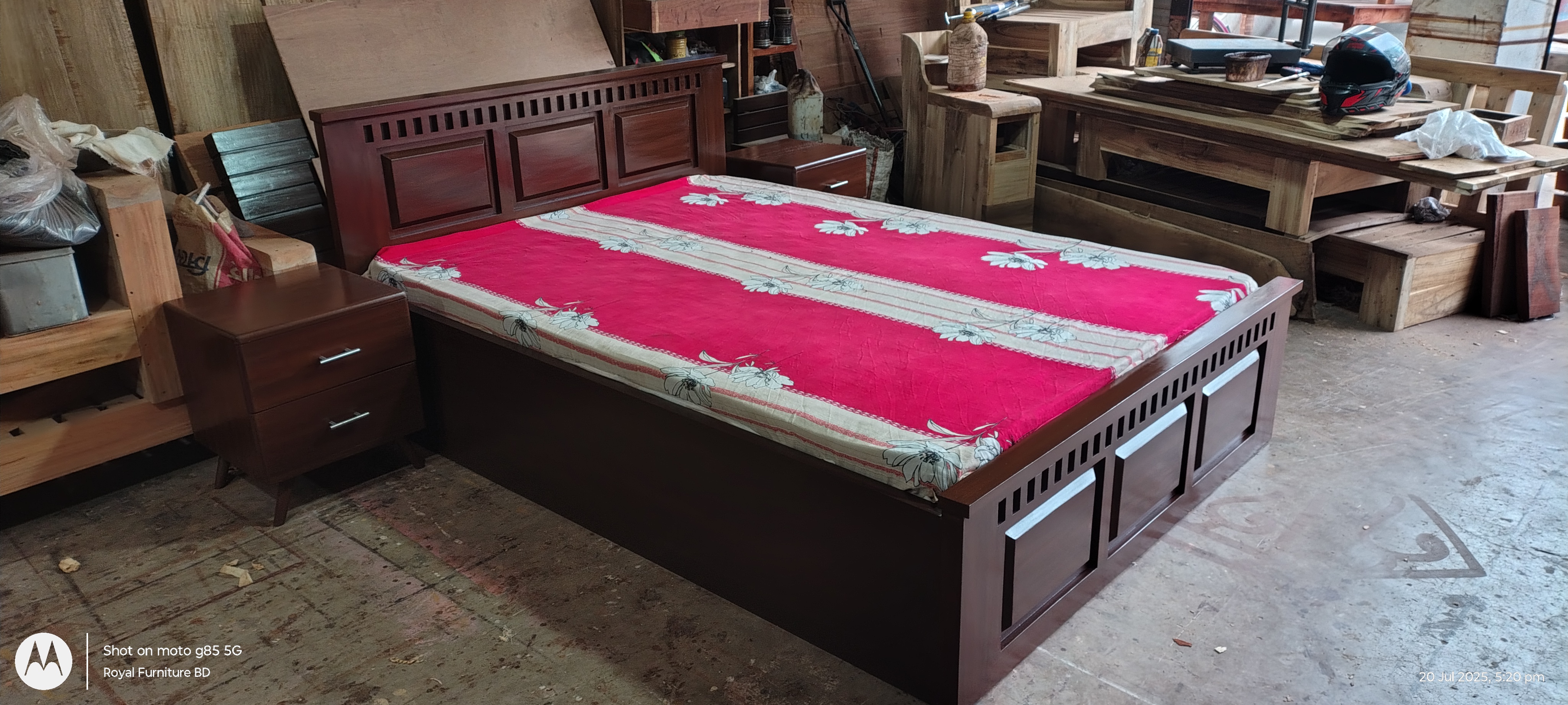 Solid Mahogany Full Box Bed with Storage Drawer | WCF-CODE-BD-348_img_2