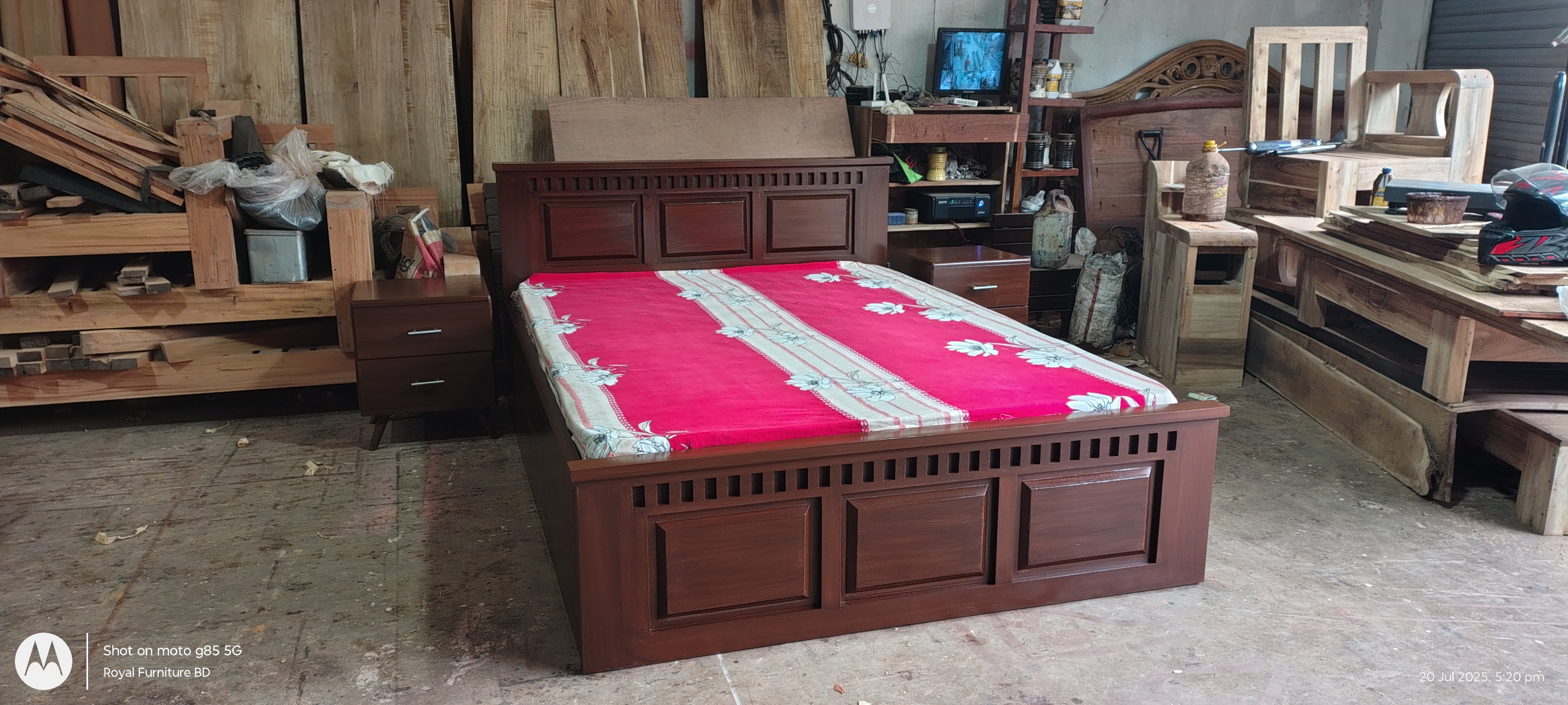 Solid Mahogany Full Box Bed with Storage Drawer | WCF-CODE-BD-348_img_4