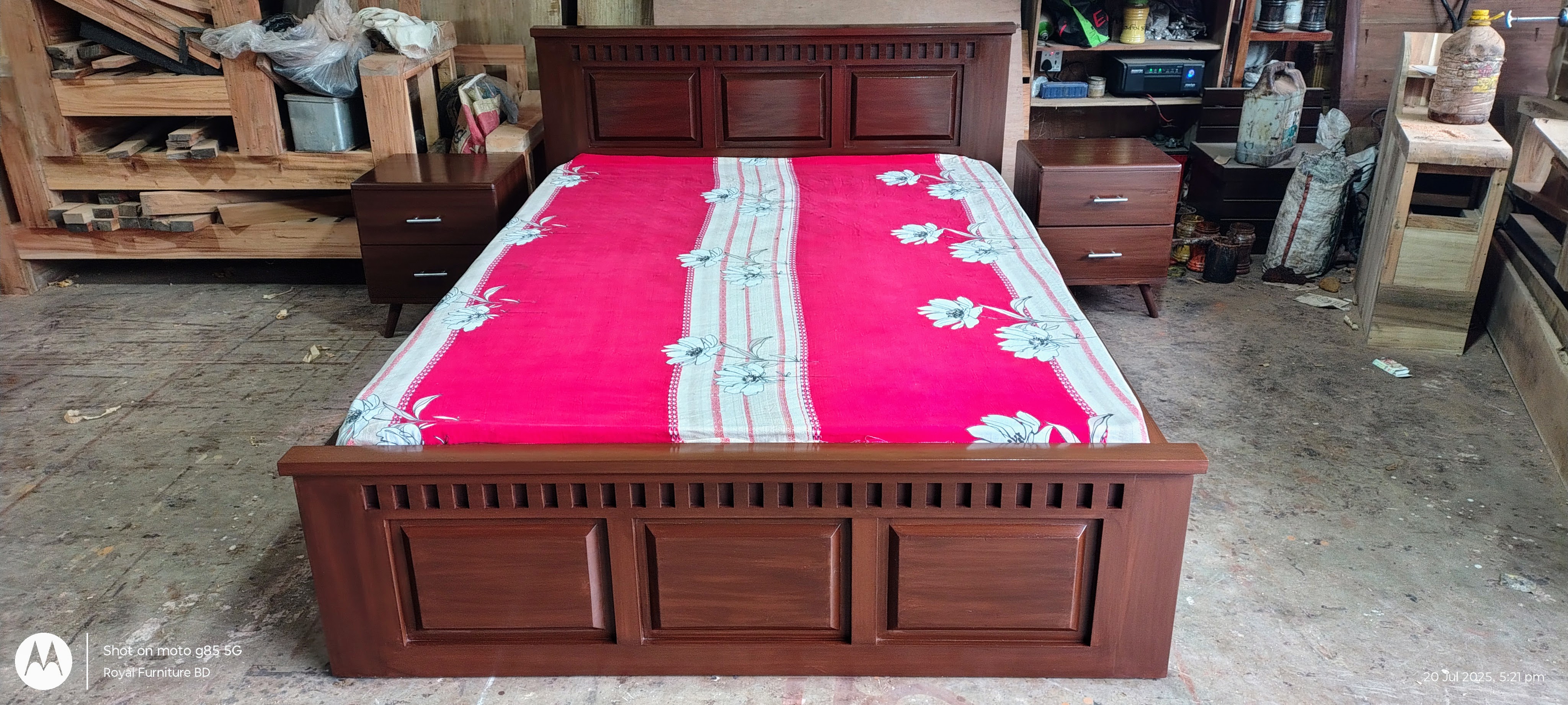Solid Mahogany Full Box Bed with Storage Drawer | WCF-CODE-BD-348_img_5