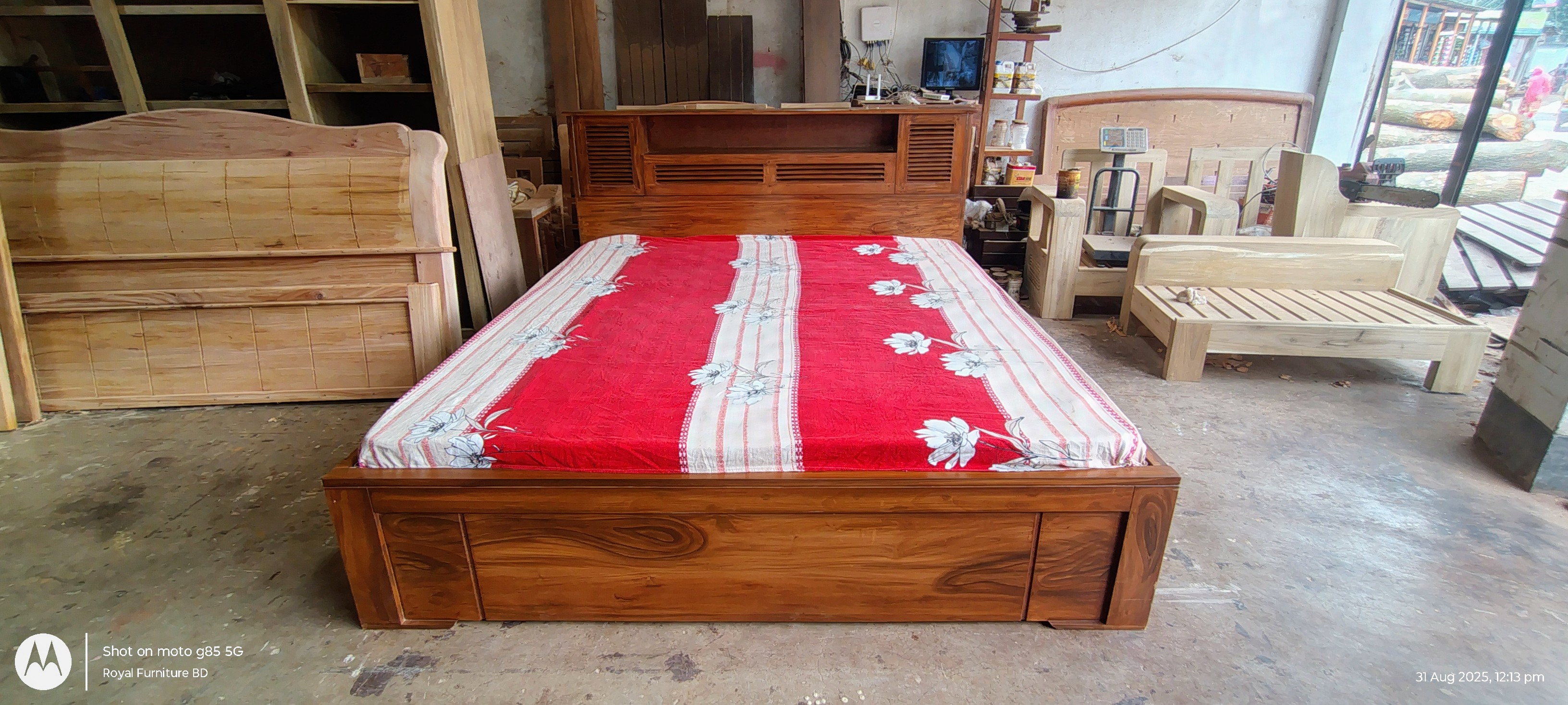 Solid Wooden Full Box Bed with 2 Drawers | কাঠের ফুল বক্স খাট | WCF-Code-BD-420_img_0