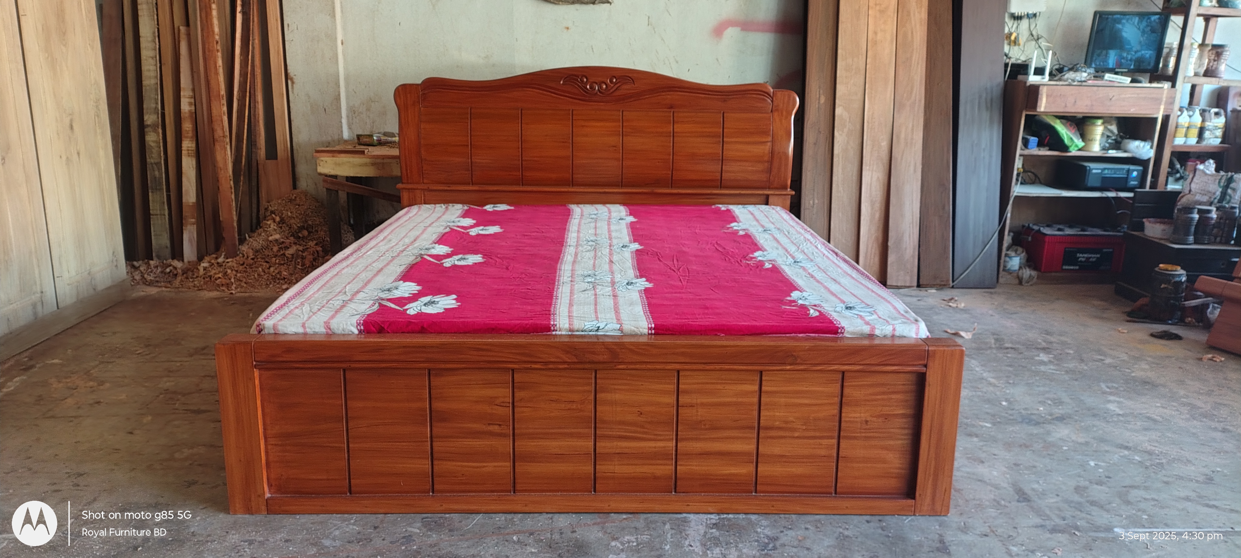 Luxury Wooden Full Box Bed with Curved Headboard | Solid Wood Bed BD | WCF-Code-BD-609_img_1