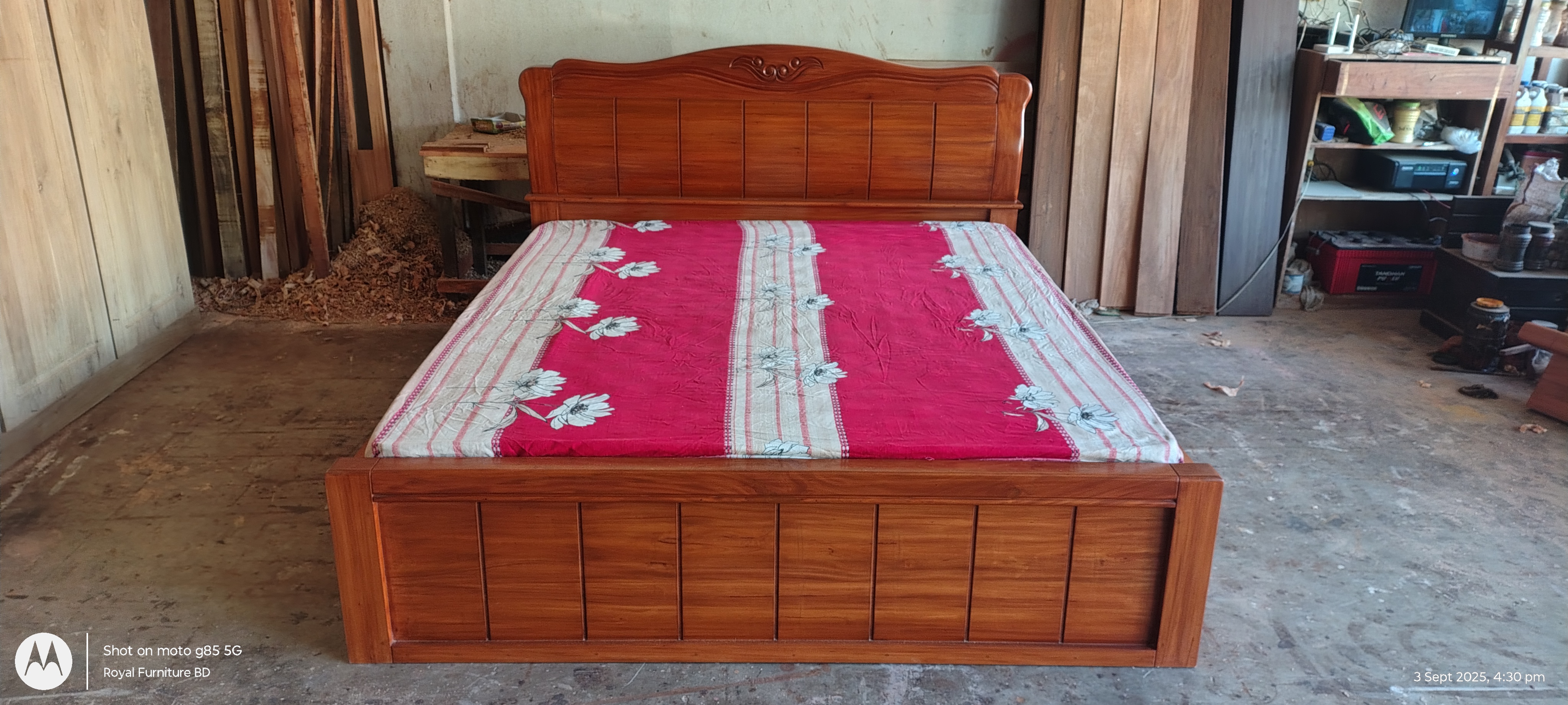 Luxury Wooden Full Box Bed with Curved Headboard | Solid Wood Bed BD | WCF-Code-BD-609_img_3