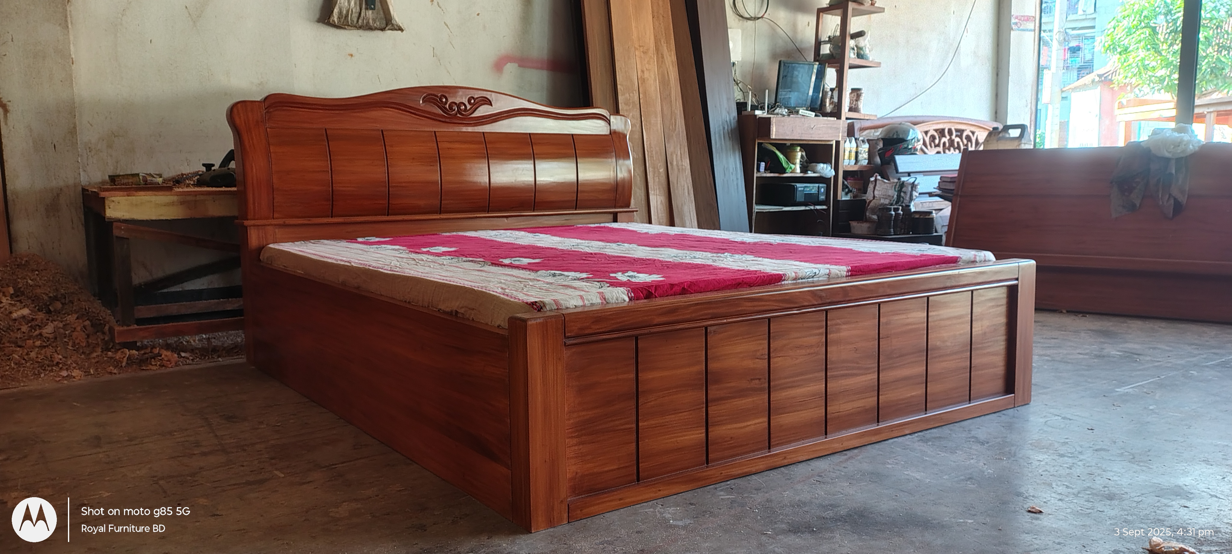 Luxury Wooden Full Box Bed with Curved Headboard | Solid Wood Bed BD | WCF-Code-BD-609_img_2