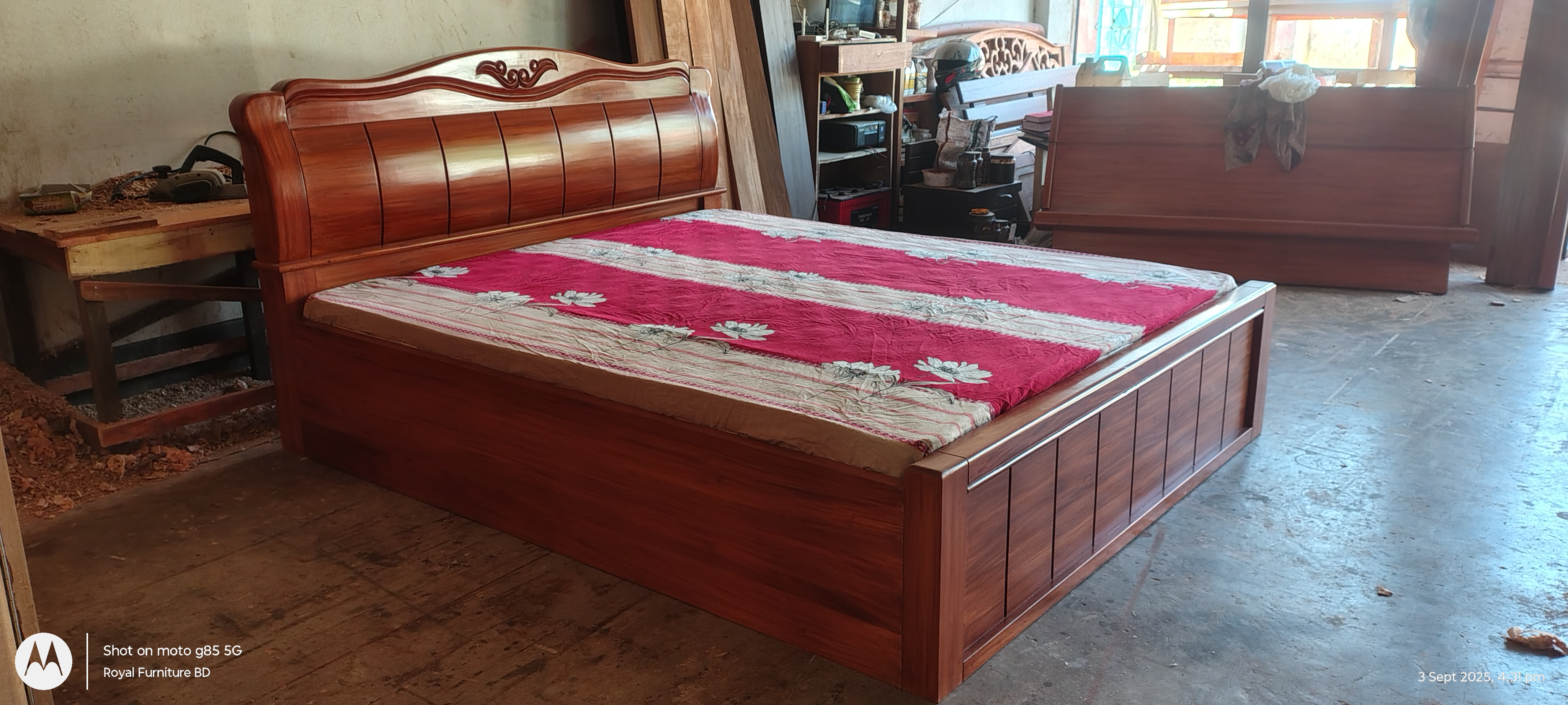 Luxury Wooden Full Box Bed with Curved Headboard | Solid Wood Bed BD | WCF-Code-BD-609_img_4