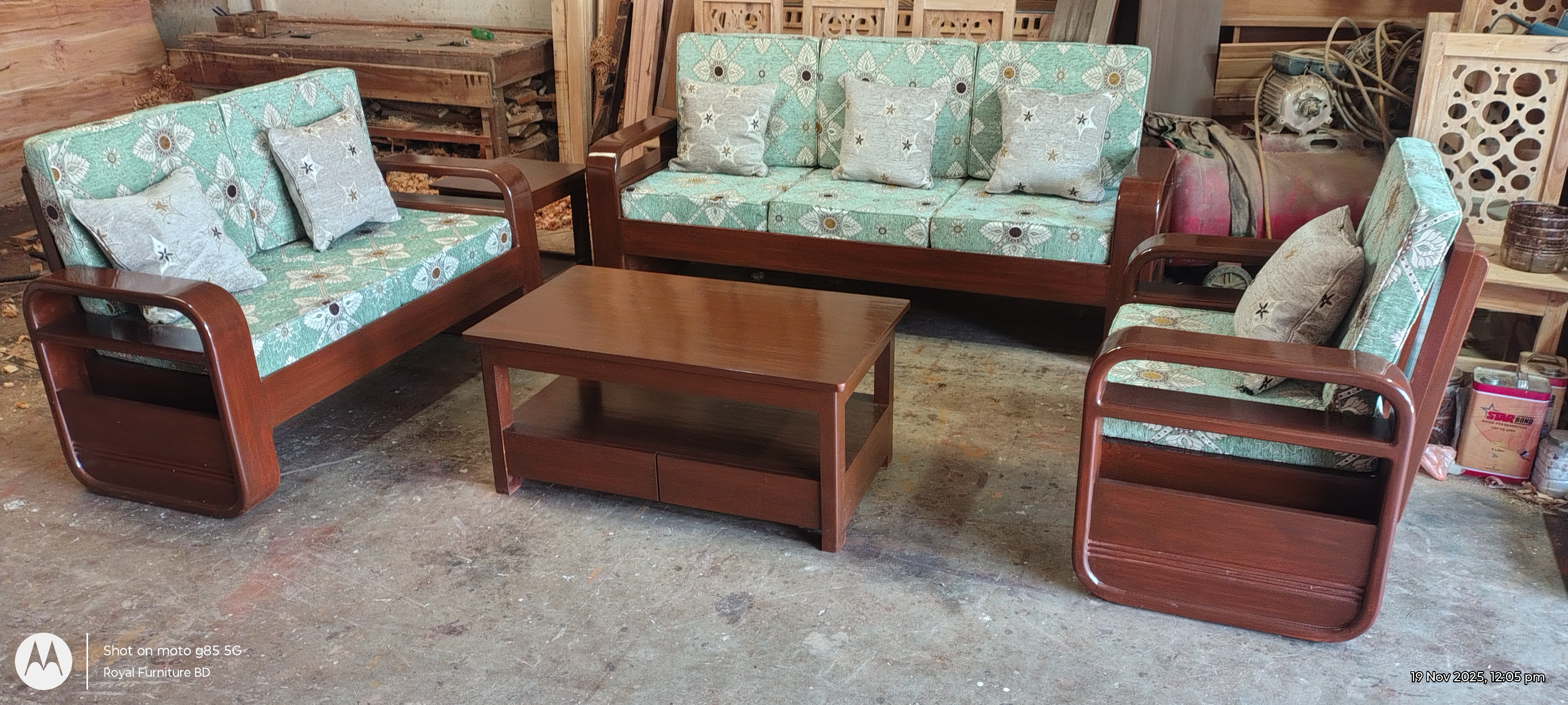 Modern Wooden Sofa Set with Center Table | Premium Solid Wood Furniture BD | WCF-Code-SF-508_img_4