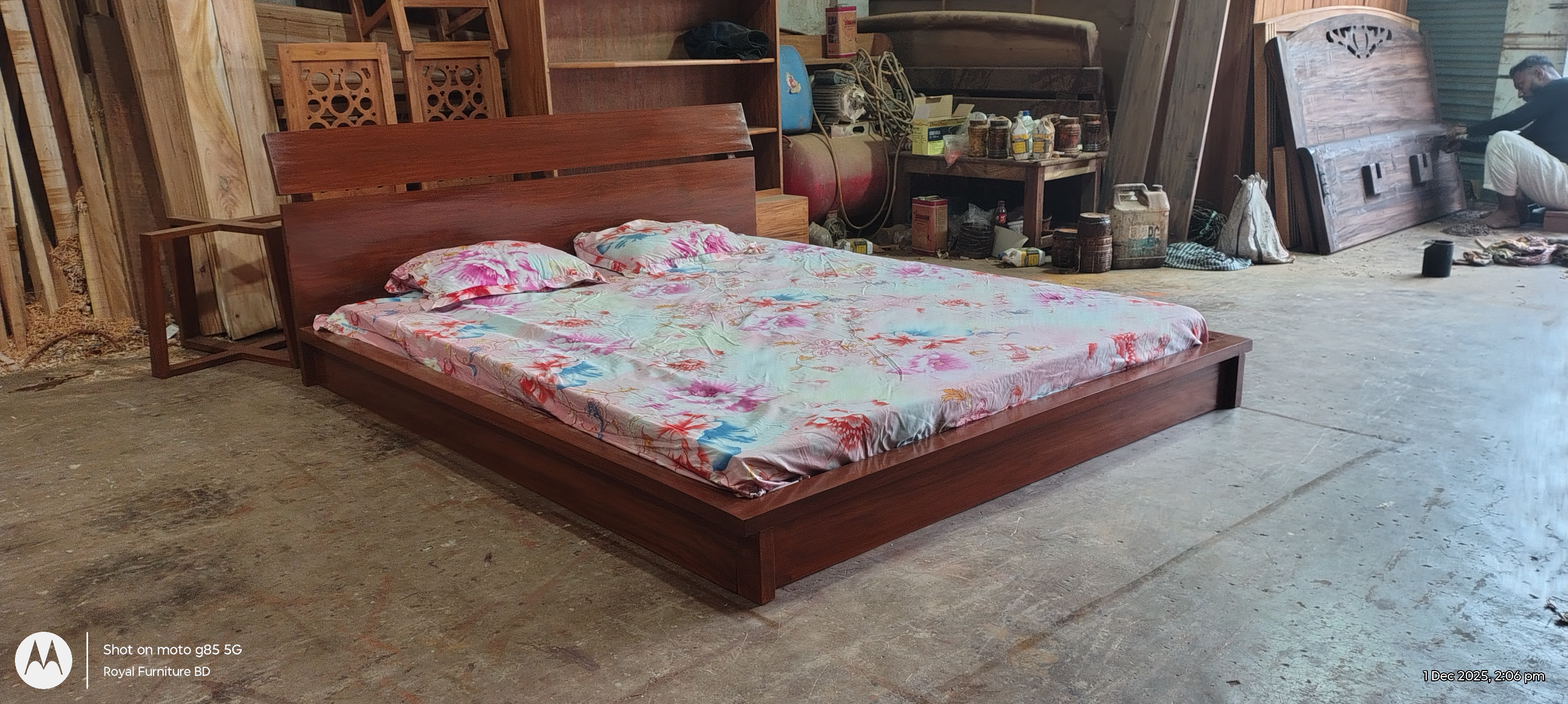 Solid Mahogany Low Height Platform Bed WCF-Code-BD-508_img_1