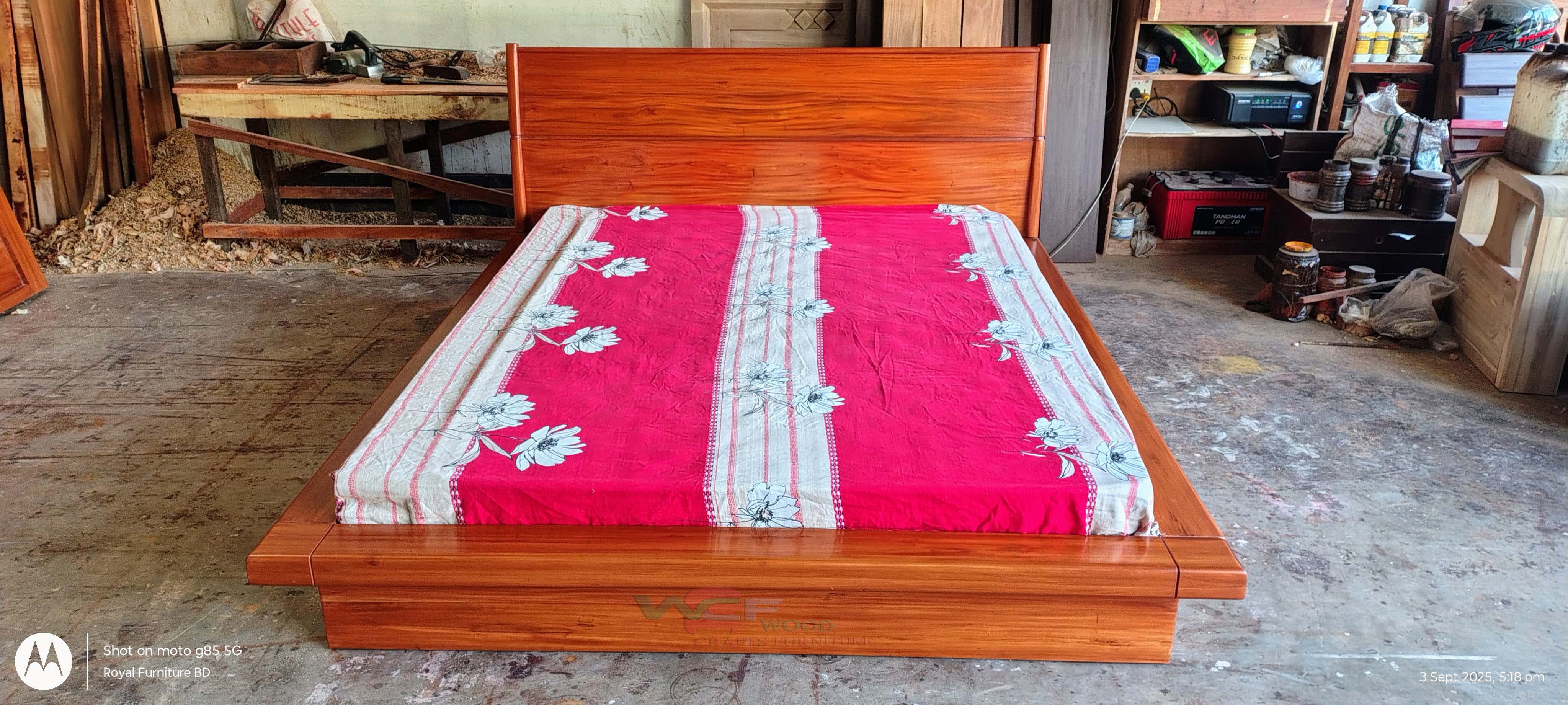Solid Mahogany Wooden Bed – Simple Modern Design | WCF-CODE-BD-315_img_1