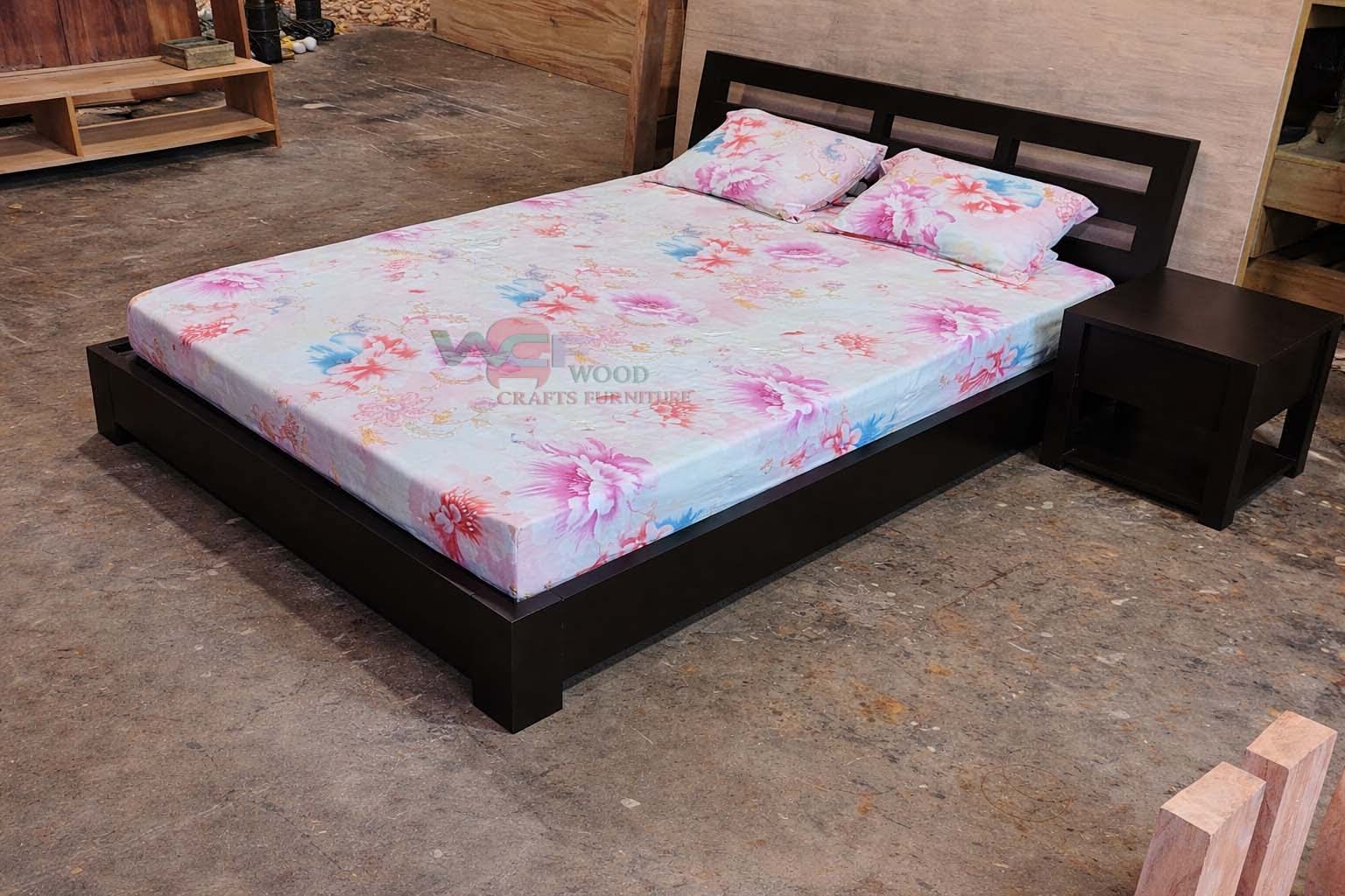 Modern Low Height Mahogany Wooden Bed – মেহগনি কাঠের আধুনিক লো হাইট বেড | WCF-Code-BD-347_img_0