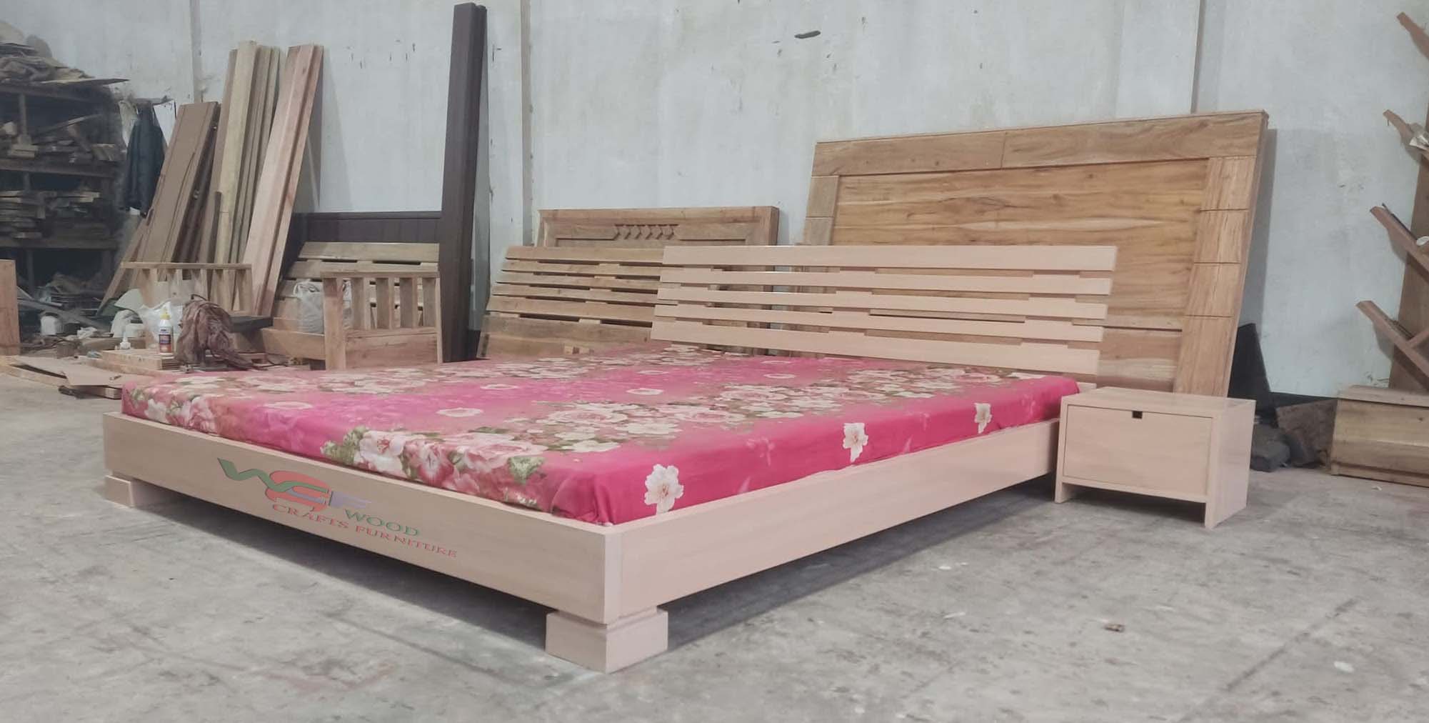 Horizontal Slat Mahogany Wooden Bed WCF-Code-BD-506_img_3