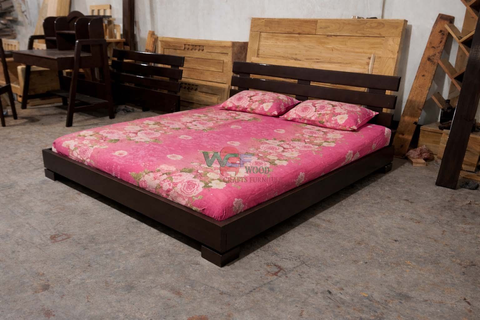 Modern Flat Mahogany Wooden Bed (Dark Finish) – WCF-Code-BD-526_img_0