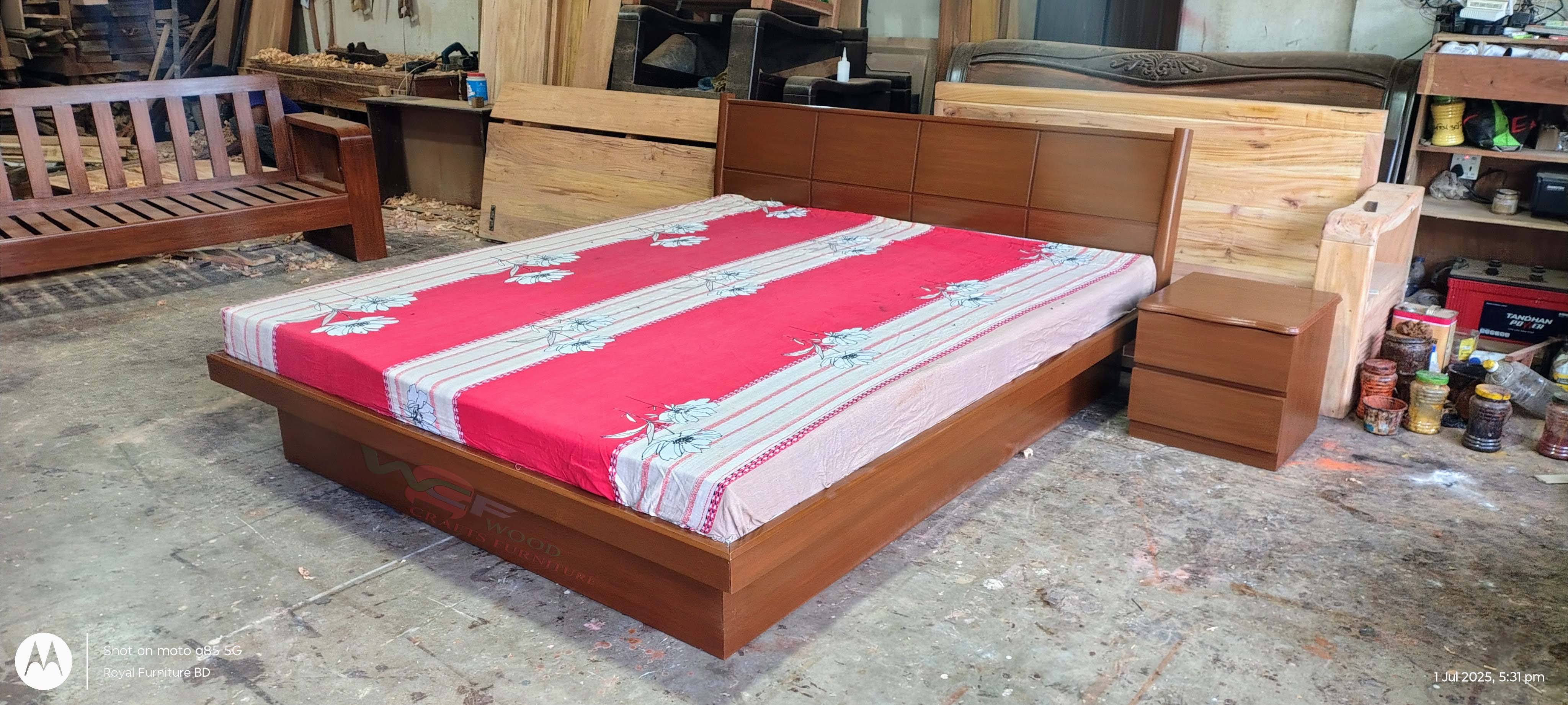 Modern Solid Wooden Box Bed with Side Table | WCF-Code-BD-745_img_5