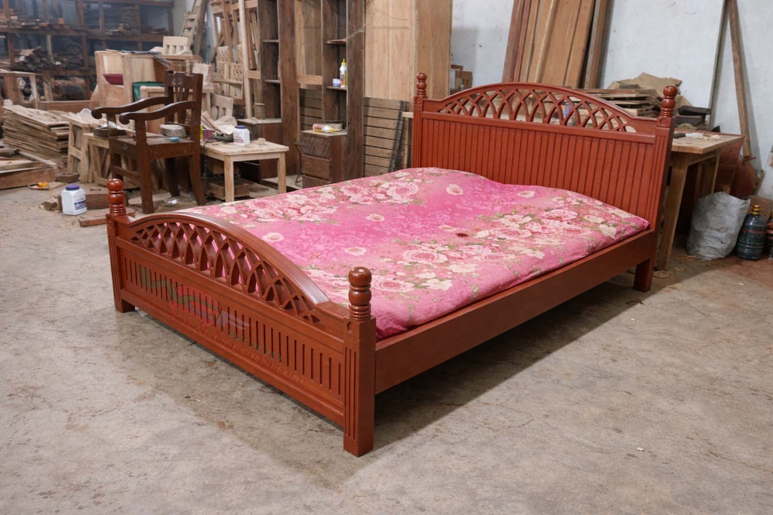 Solid Wooden Semi Box Bed | প্রিমিয়াম কাঠের সেমি বক্স খাট | WCF-Code-BD-767_img_0