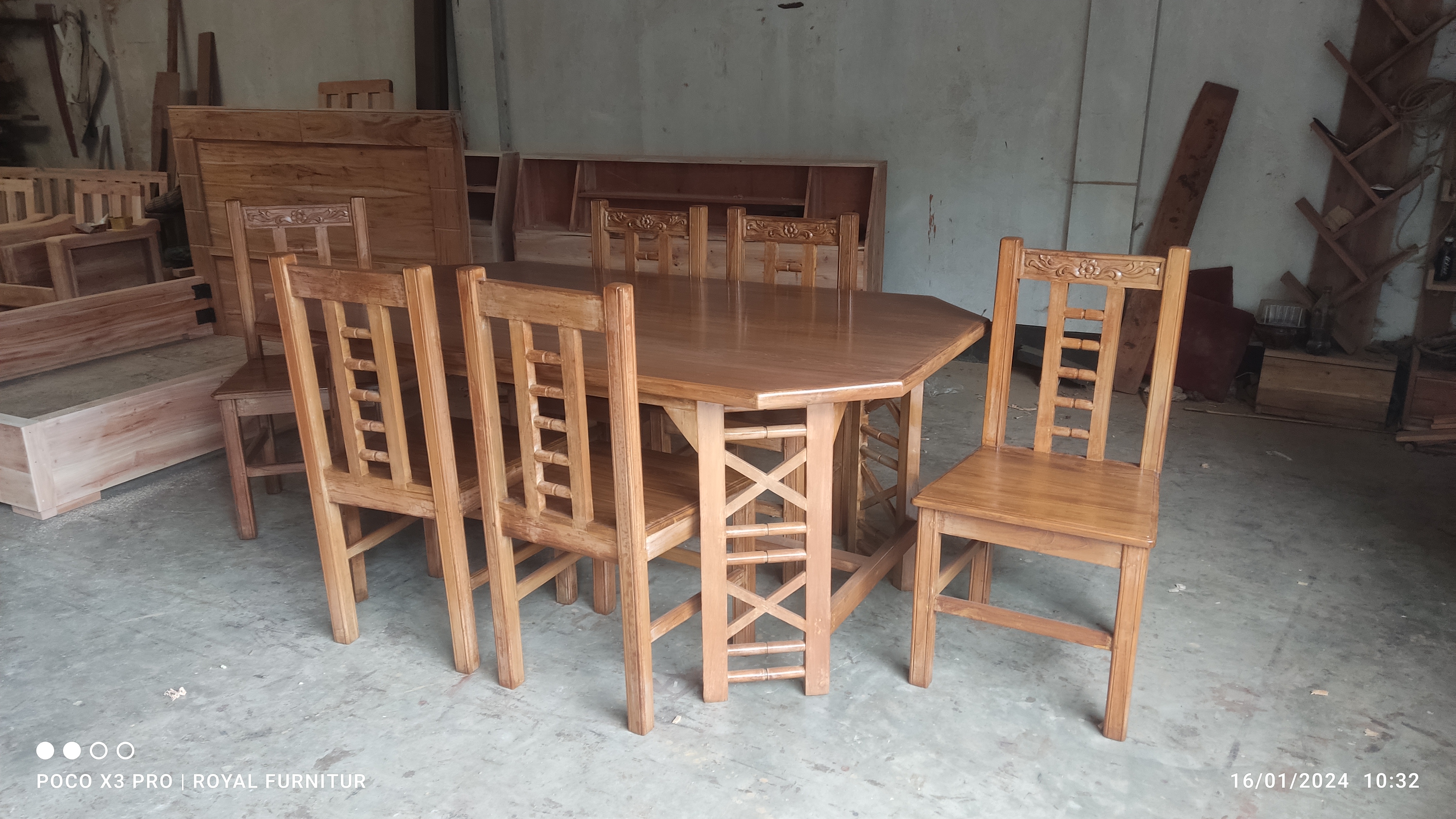 Classic Wooden Dining Table Set | Premium Solid Wood Furniture BD | WCF-Code-DIT-525