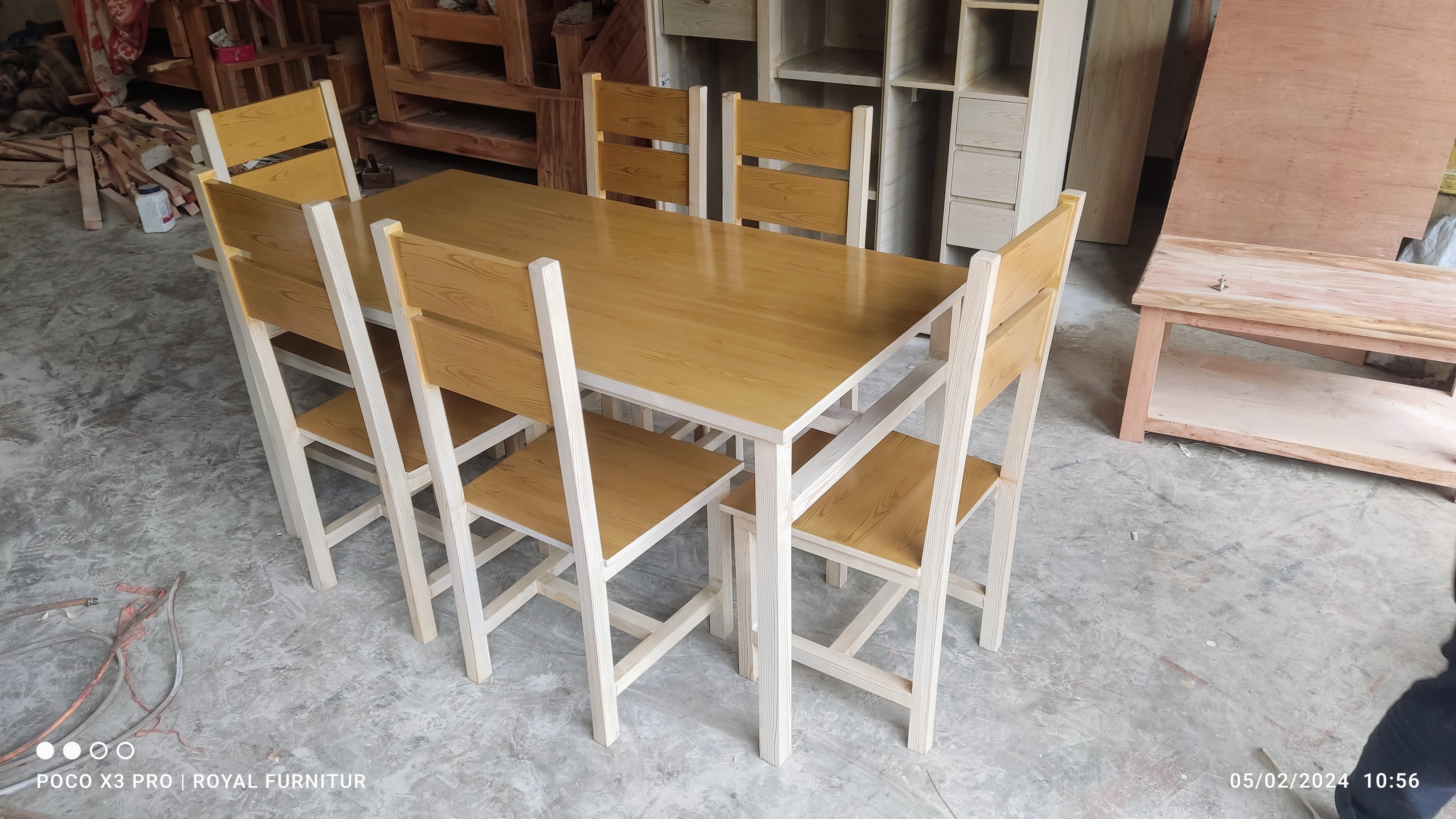 Solid Wood Dining Table Set with 6 Chairs | Wooden Dining Table Bangladesh | WCF-Code-DIT-526