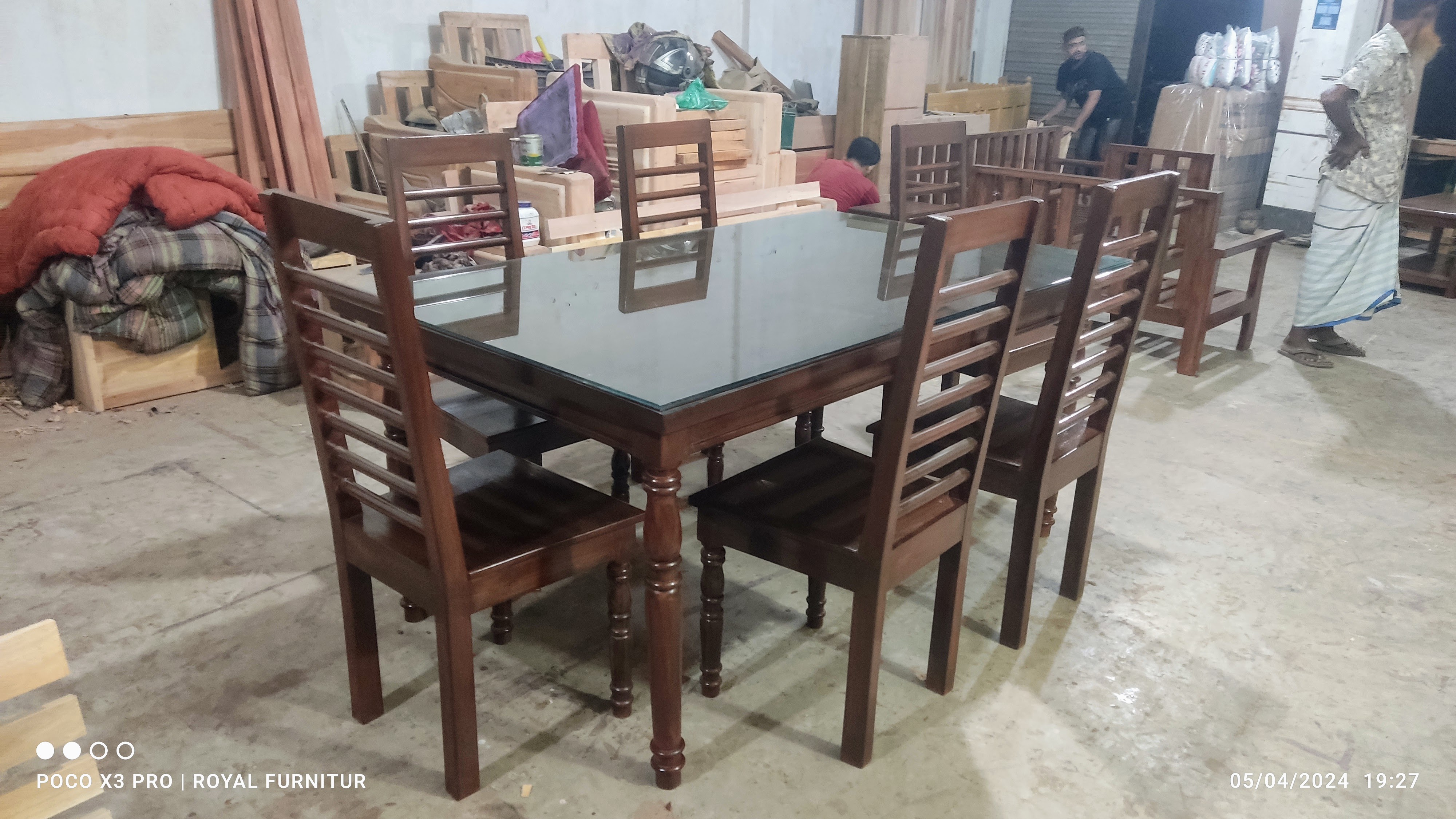 Modern Wooden Dining Table Set with Glass Top | Premium Solid Wood Furniture BD | WCF-Code-DIT-528