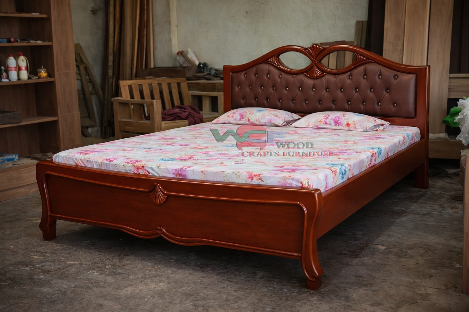 Upholstered Wooden Bed with Cushion Headboard | Luxury Bed Design | WCF-Code-BD-612-1_img_0