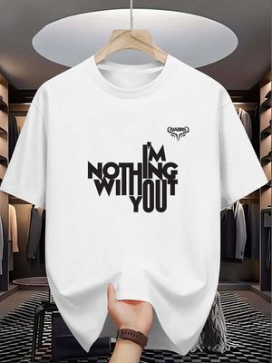 Modern Typography Casual Drop Shoulder T-Shirt_img_0