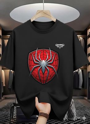 Spider Shield Graphic Drop Shoulder T-Shirt_img_3